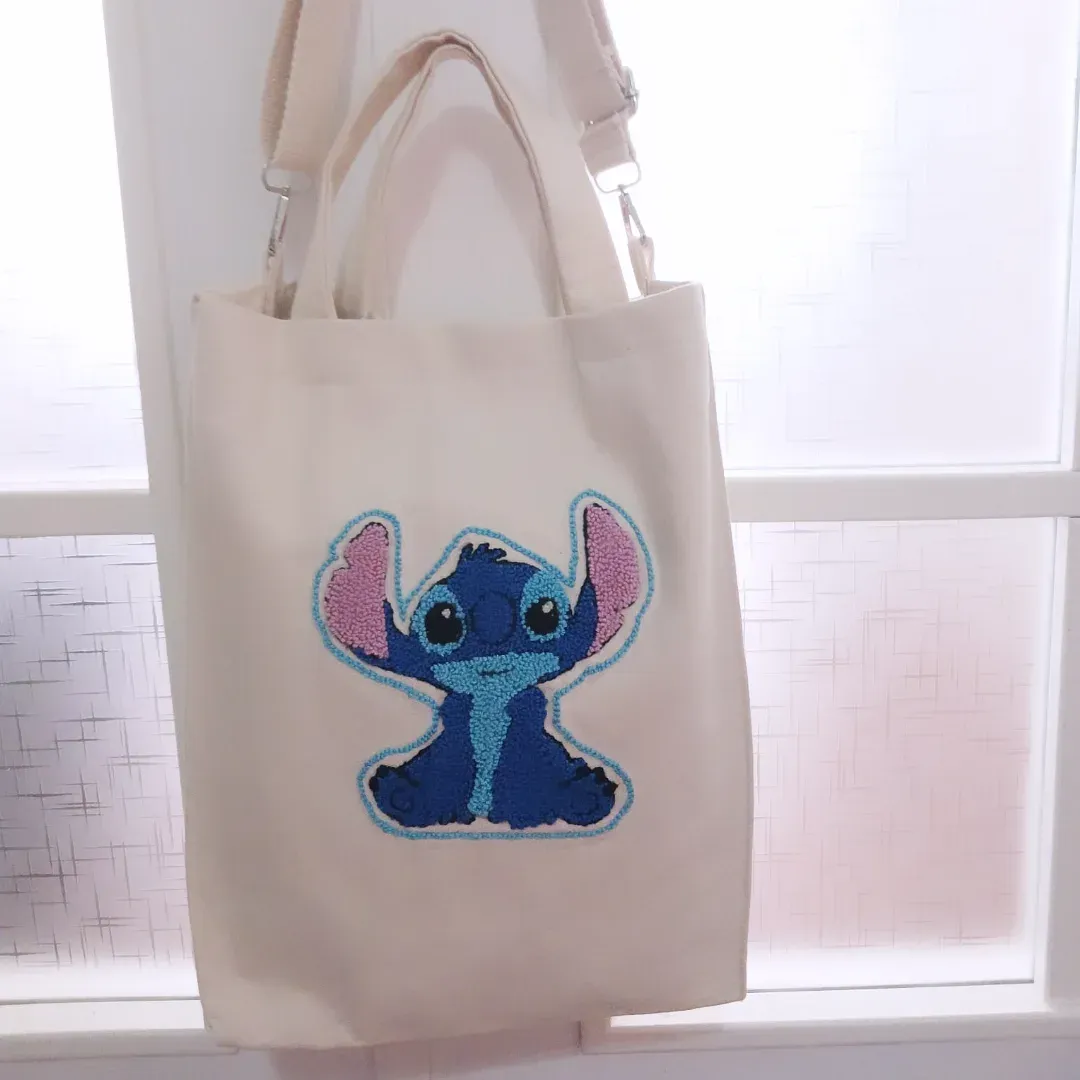 Punch Nakışlı Stitch Figürlü Bez Çanta
