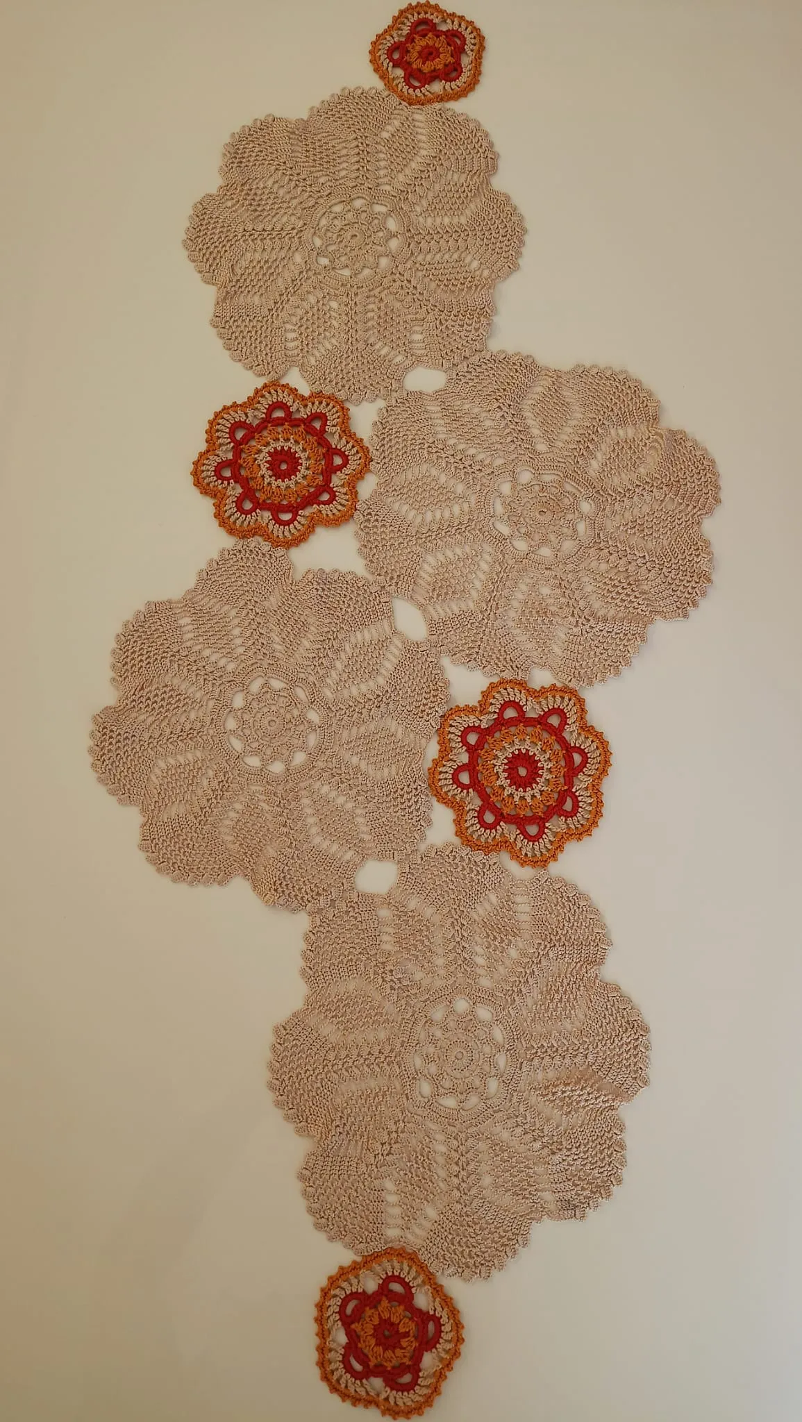Hand Knitted Floral Patterned Table Runner