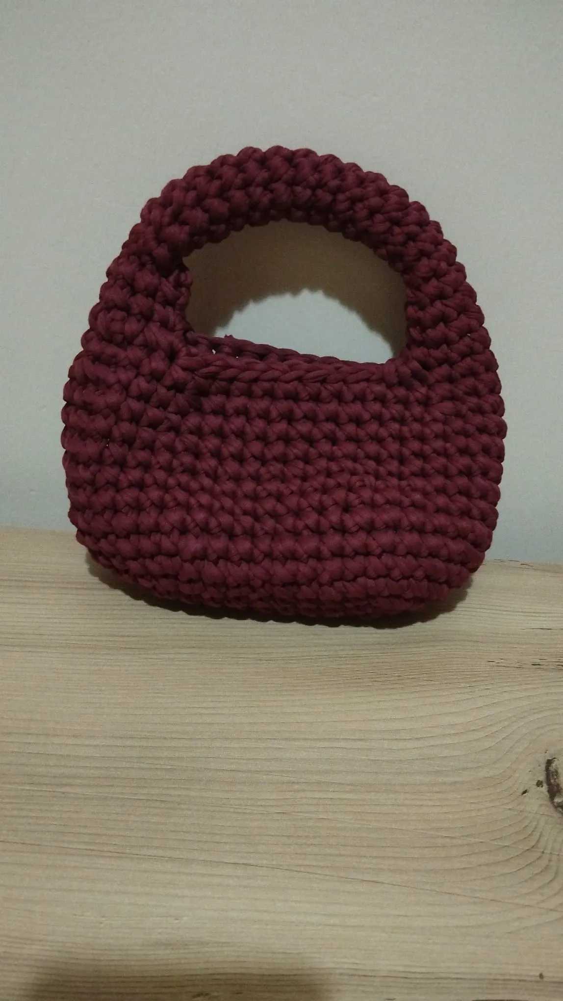 Bordo El Örgüsü Mini El Çantası