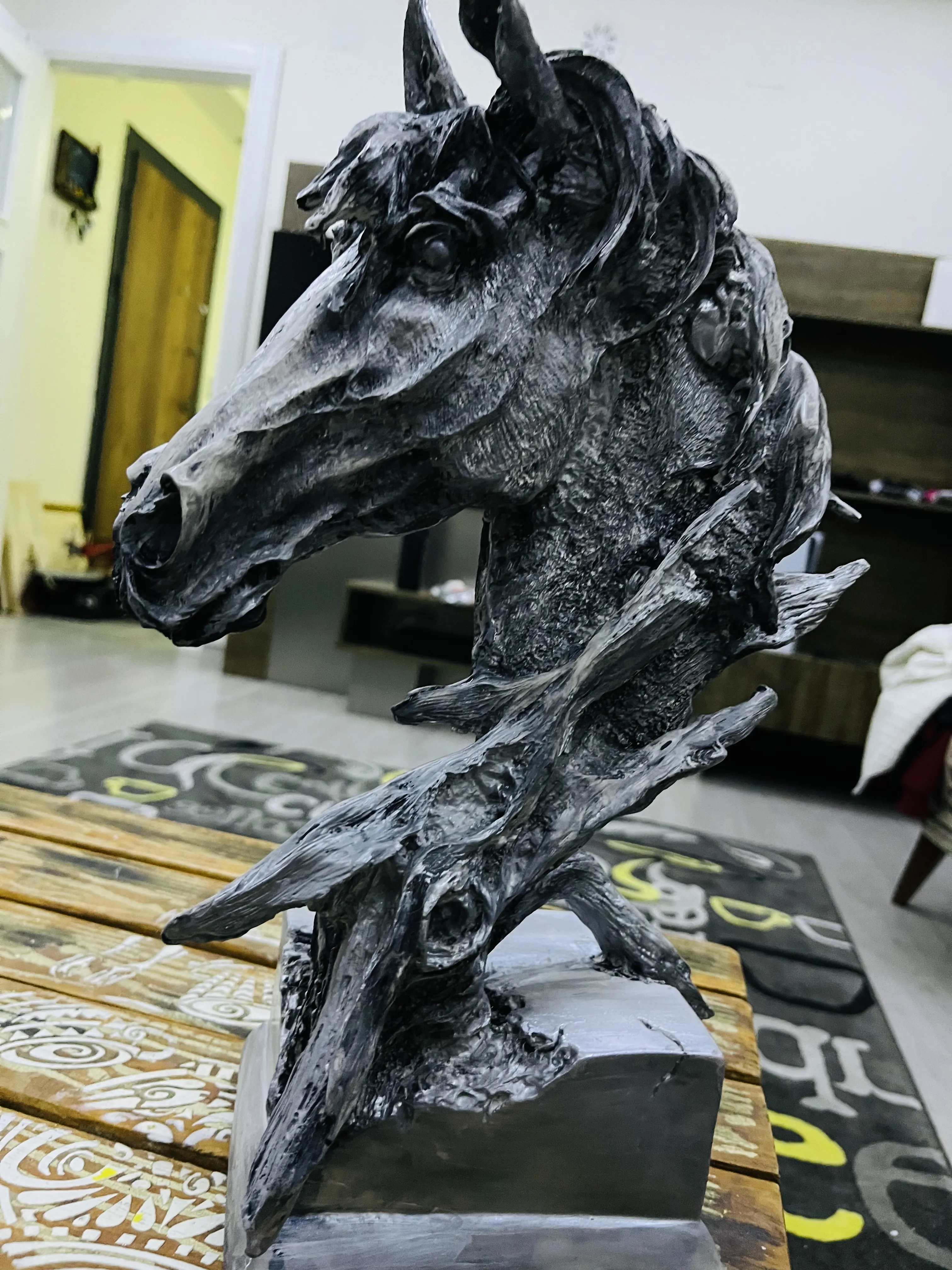 Gümüş Renk At Figürlü Dekoratif Heykel