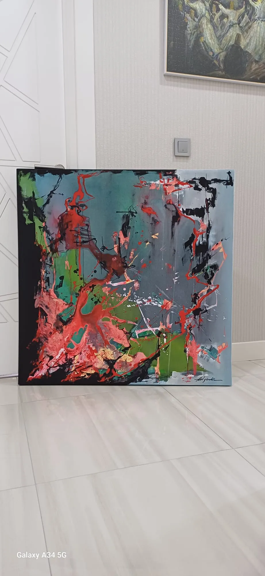 Renklerin Dansı Dokulu Soyut Tablo