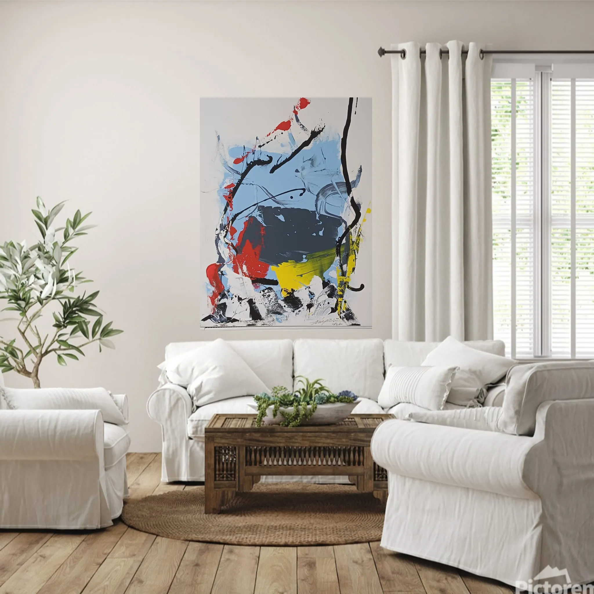 Pastel ve Canlı Tonların Dansı Soyut Tablo