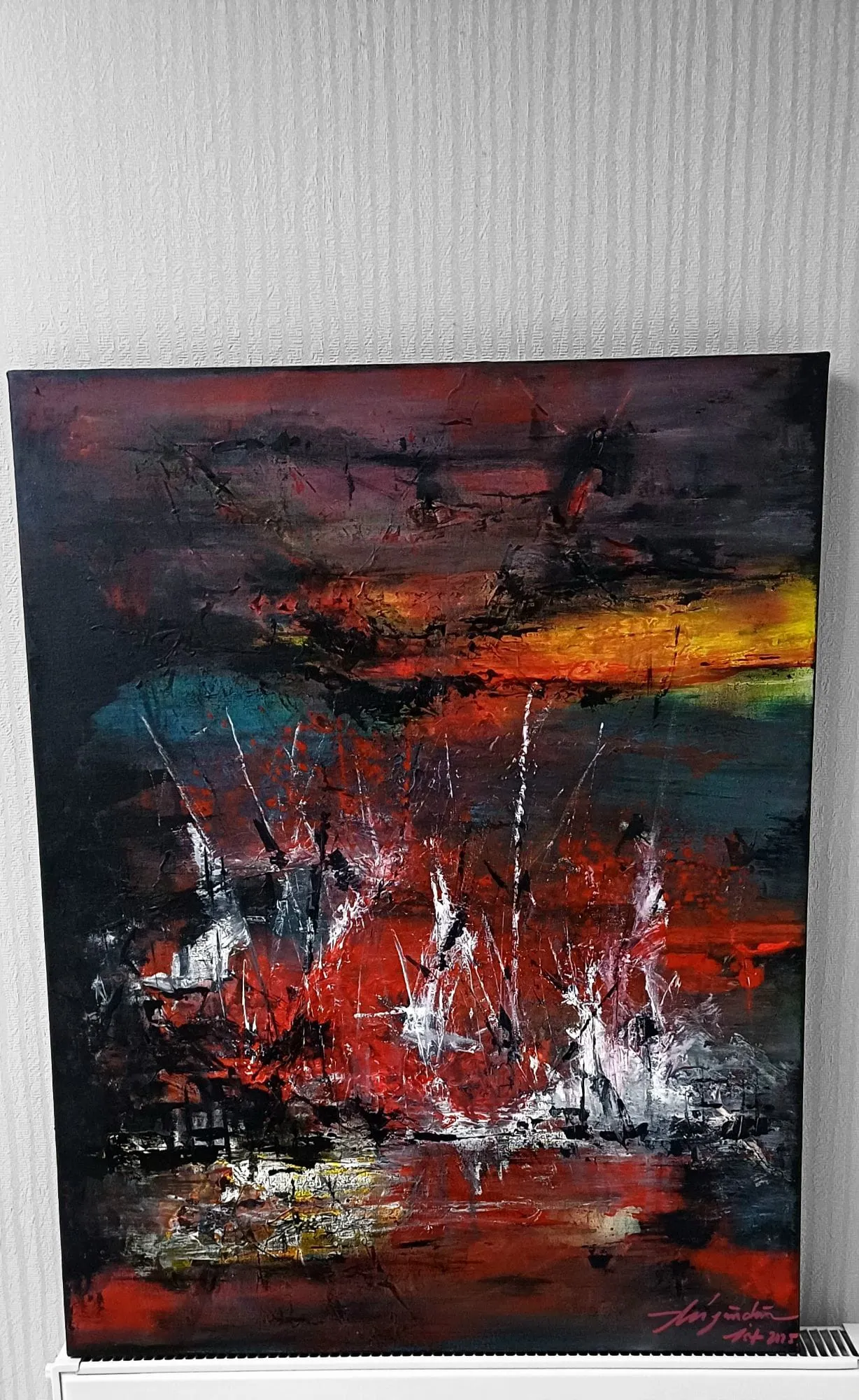 Soyut Gün Batımı Dokulu Modern Tablo