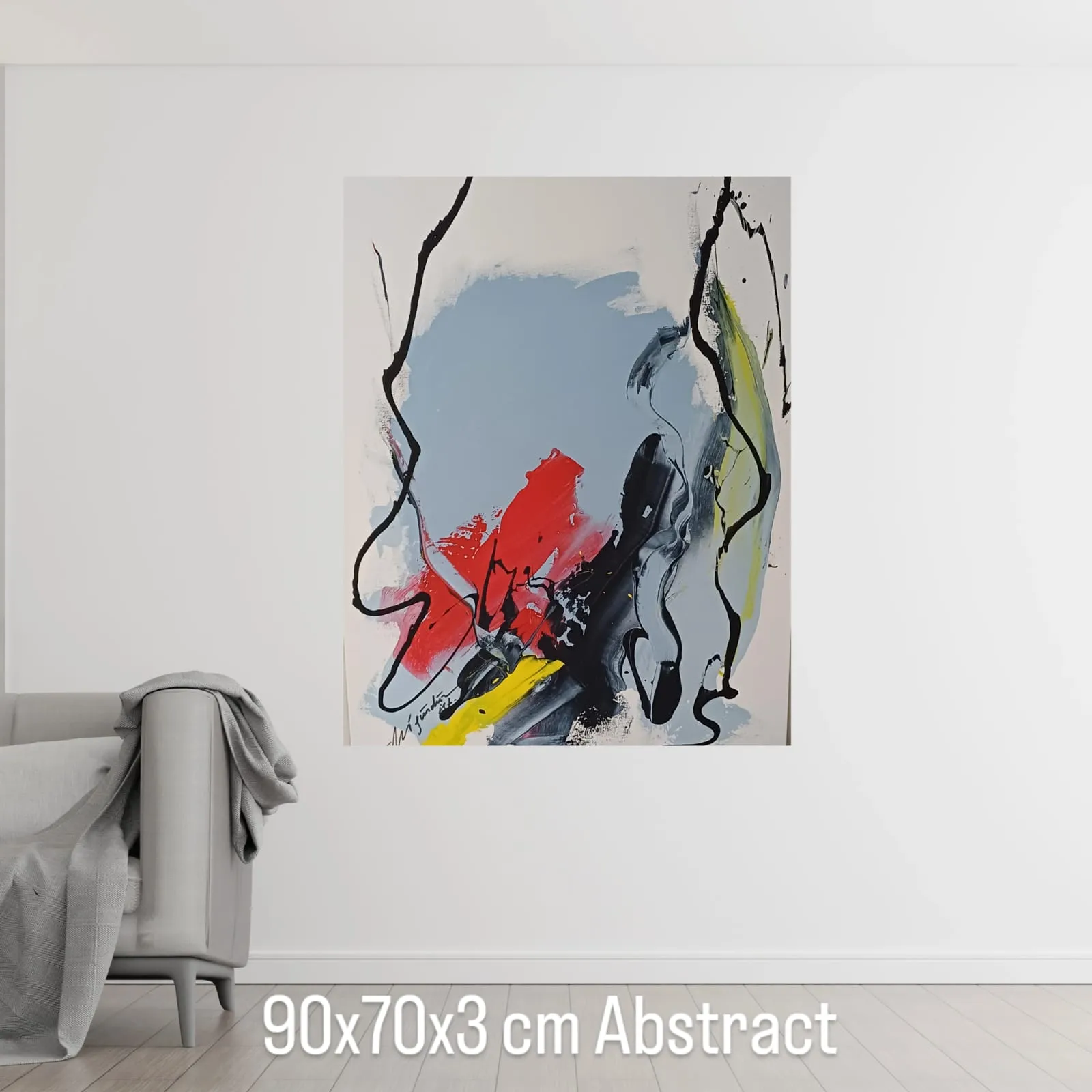 Pastel ve Canlı Tonların Uyumu Soyut Tablo