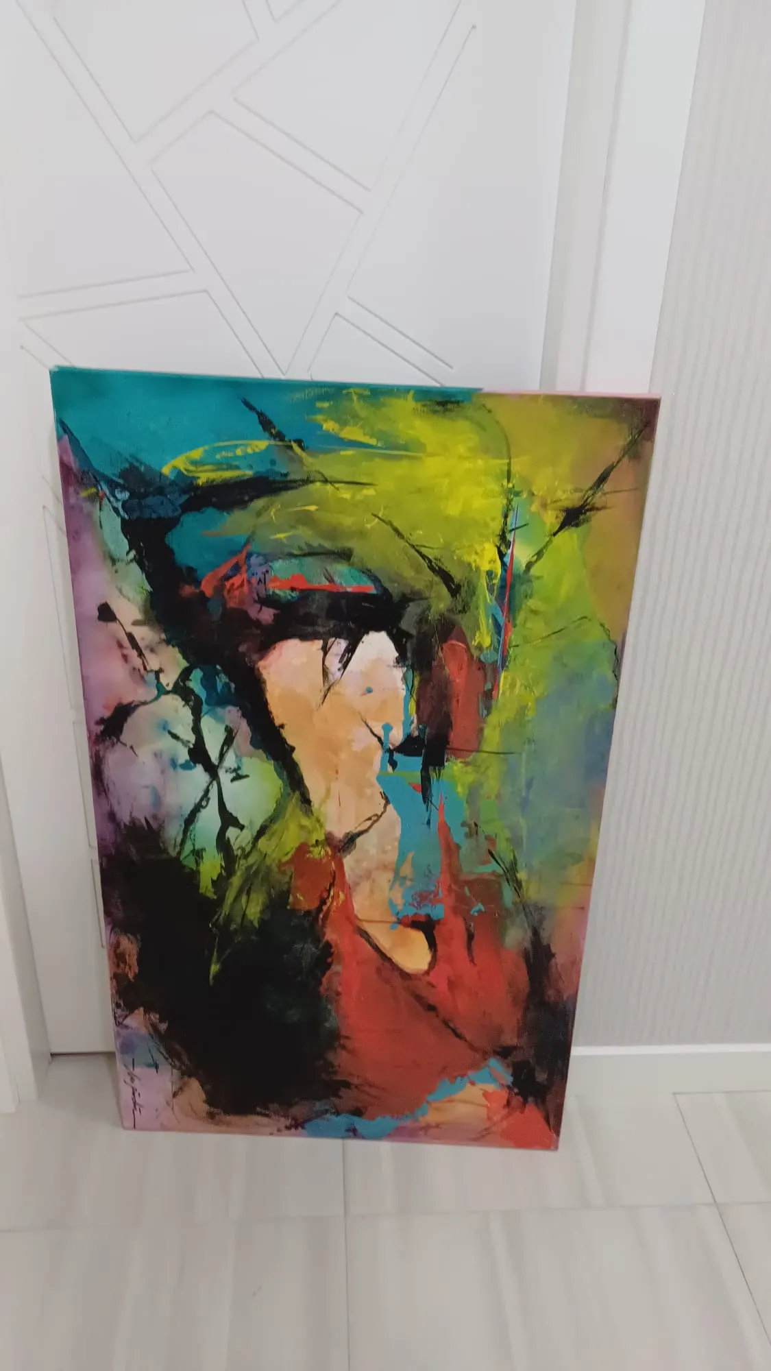 Renklerin Harmanı Dokulu Soyut Tablo