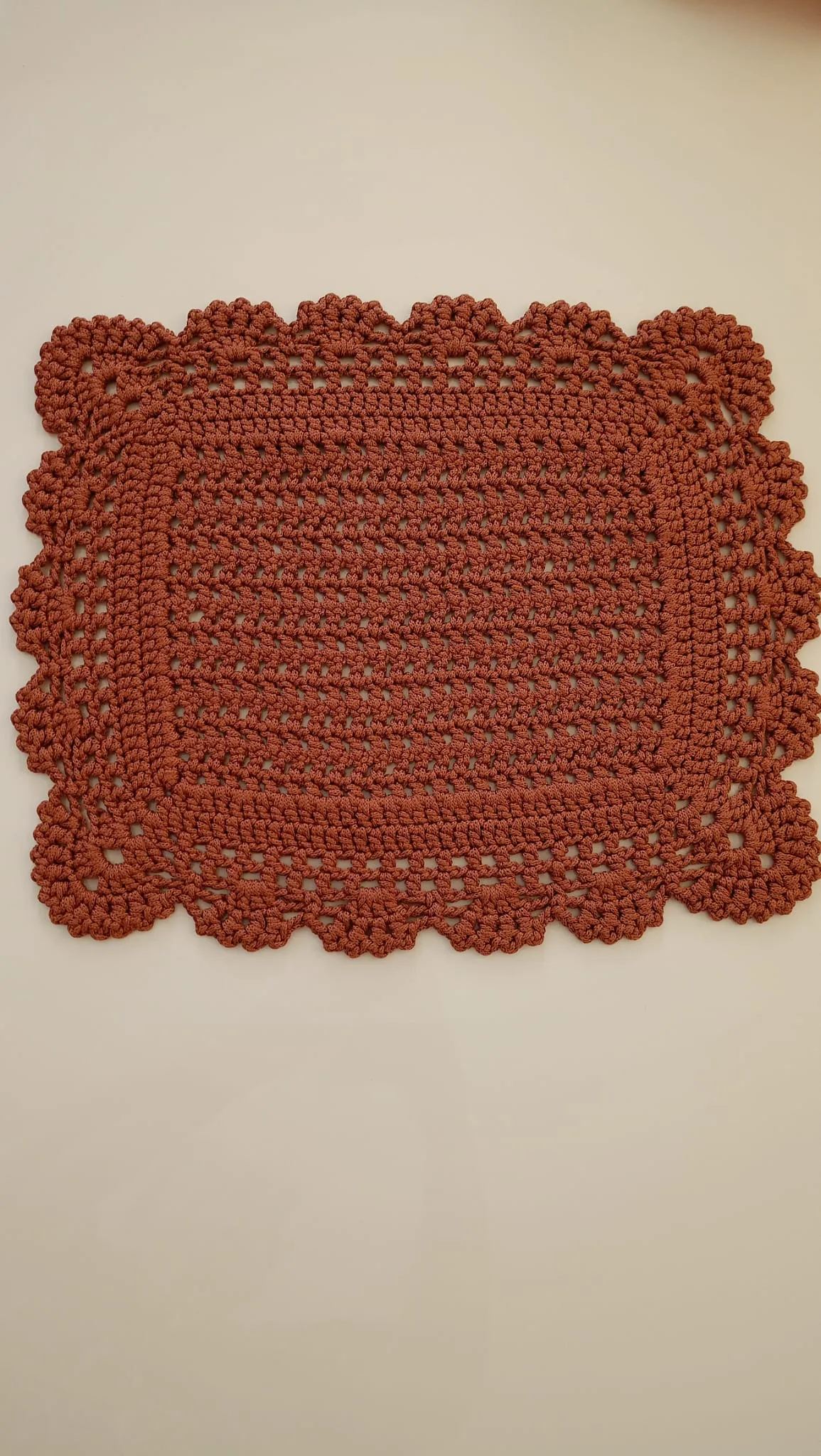 Kiremit Rengi El Örgüsü 4’lü Dikdörtgen Supla Takımı – 30x35 cm