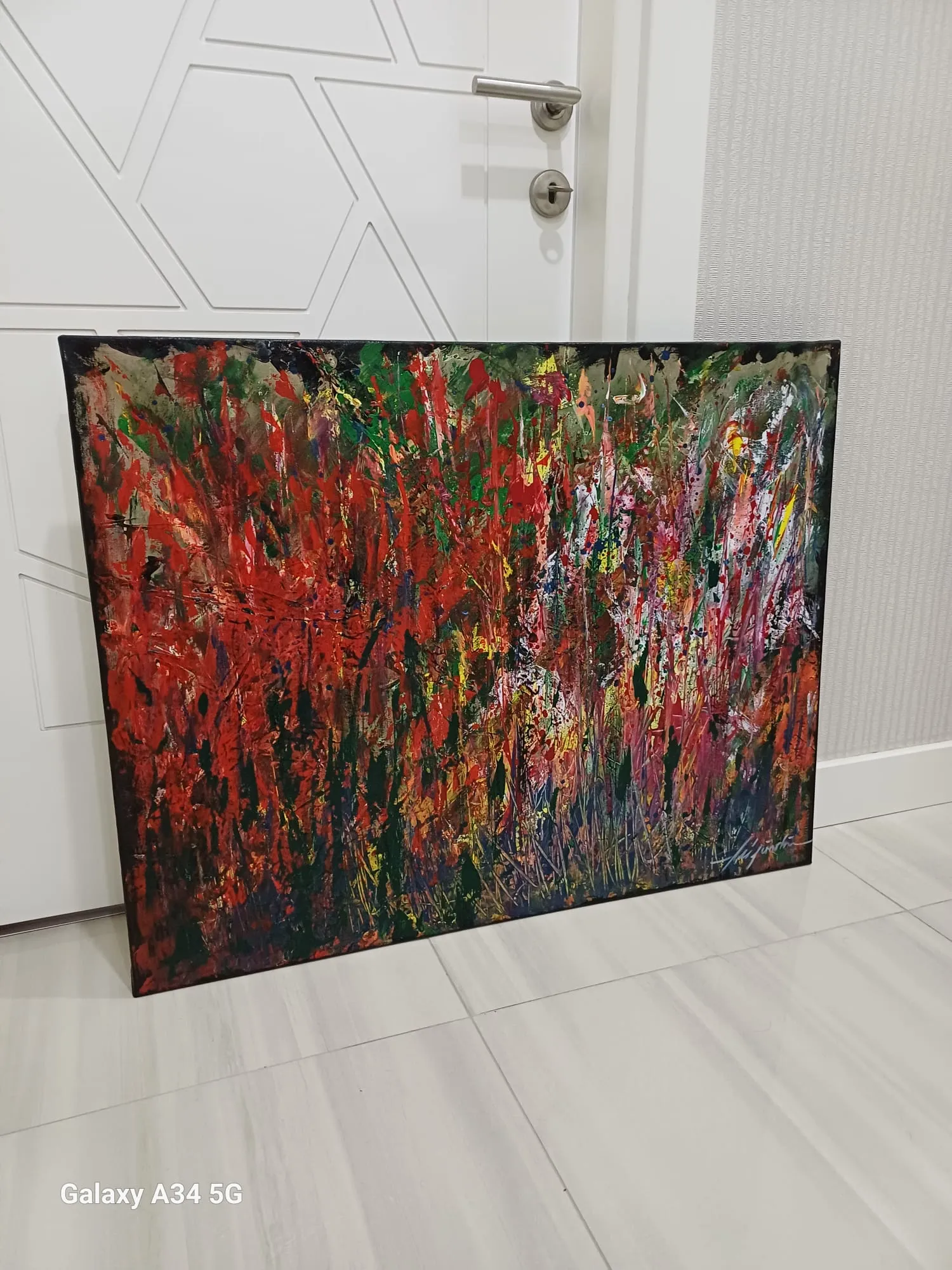 Renk Bahçesi Dokulu Soyut Tablo
