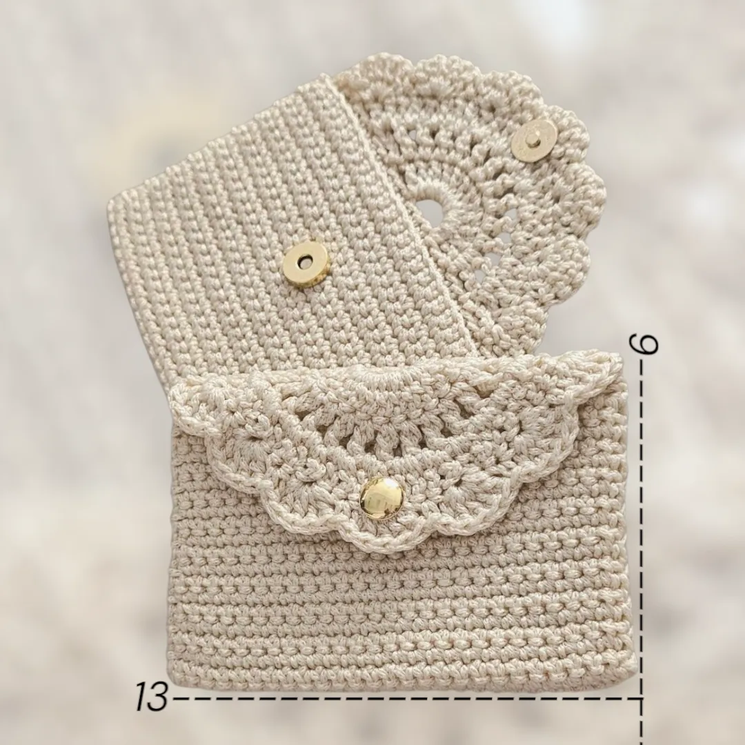 El Örgüsü Dantel Kapaklı 2li Cüzdan – Krem Renk