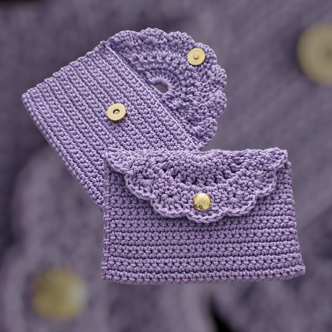 Lila El Örgüsü Cüzdan Seti