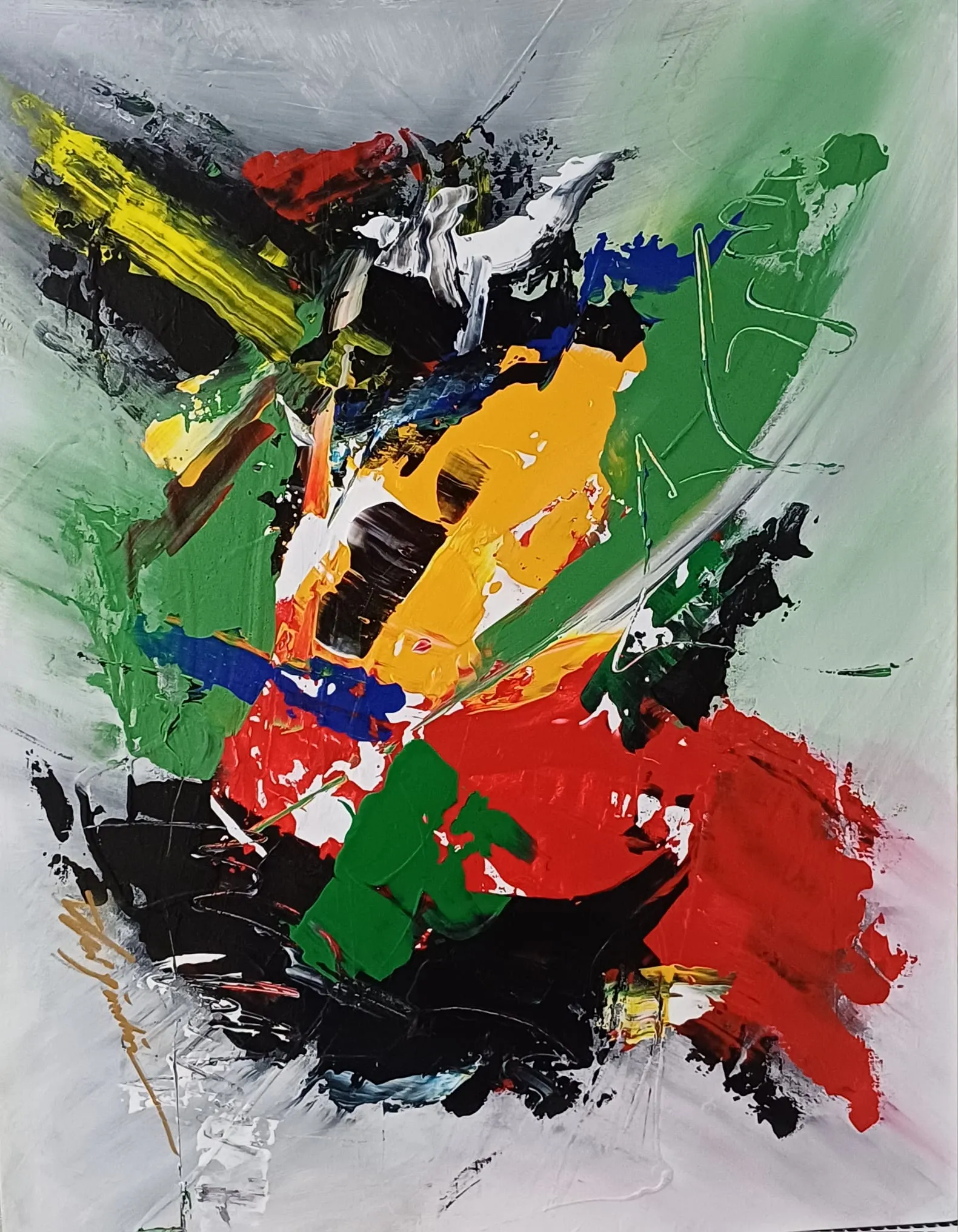 Renk Enerjisi Dokulu Soyut Tablo