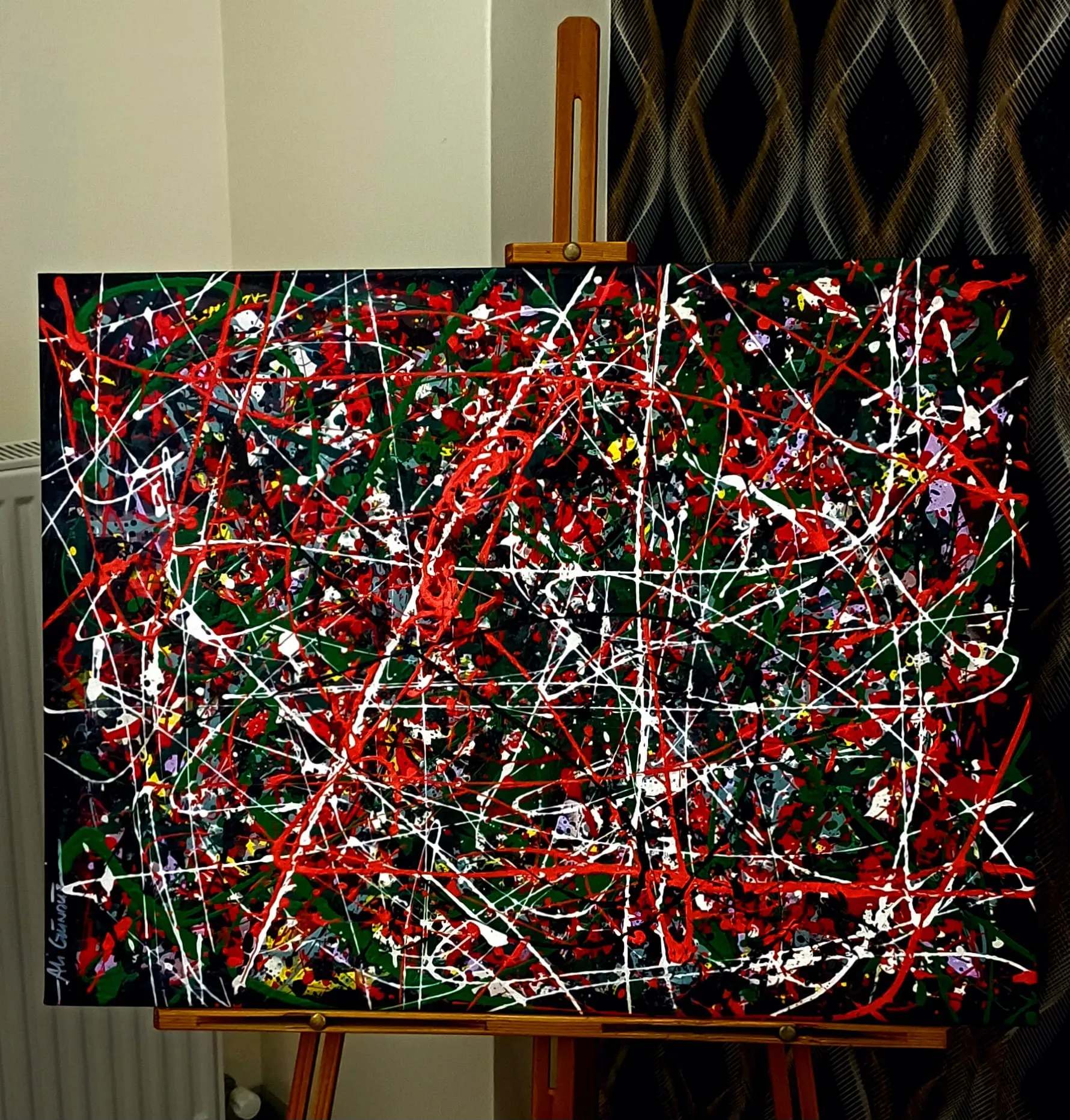 Renk Patlaması Drip Tekniği Soyut Tablo