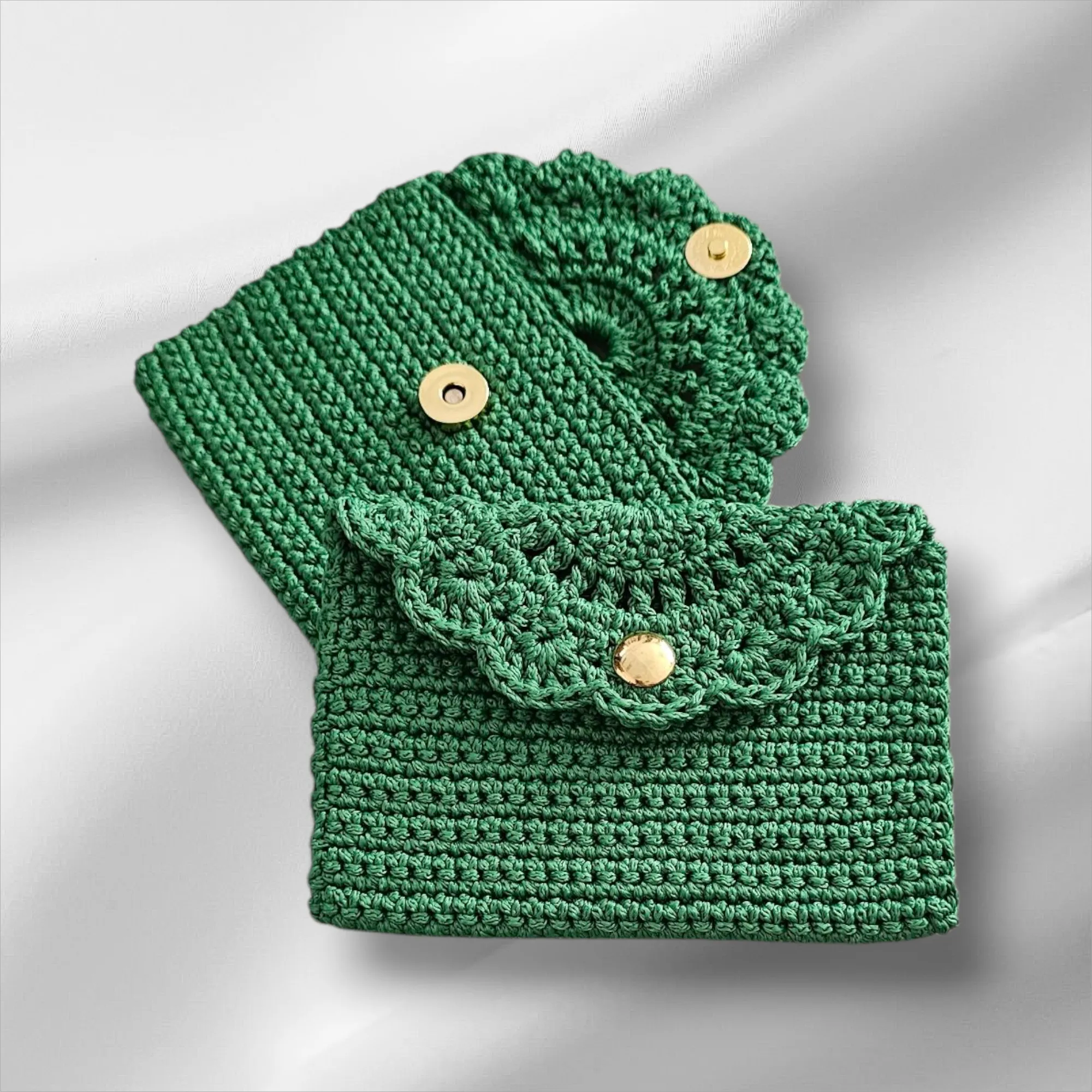 El Örgüsü Kapaklı Yeşil Renk Cüzdan