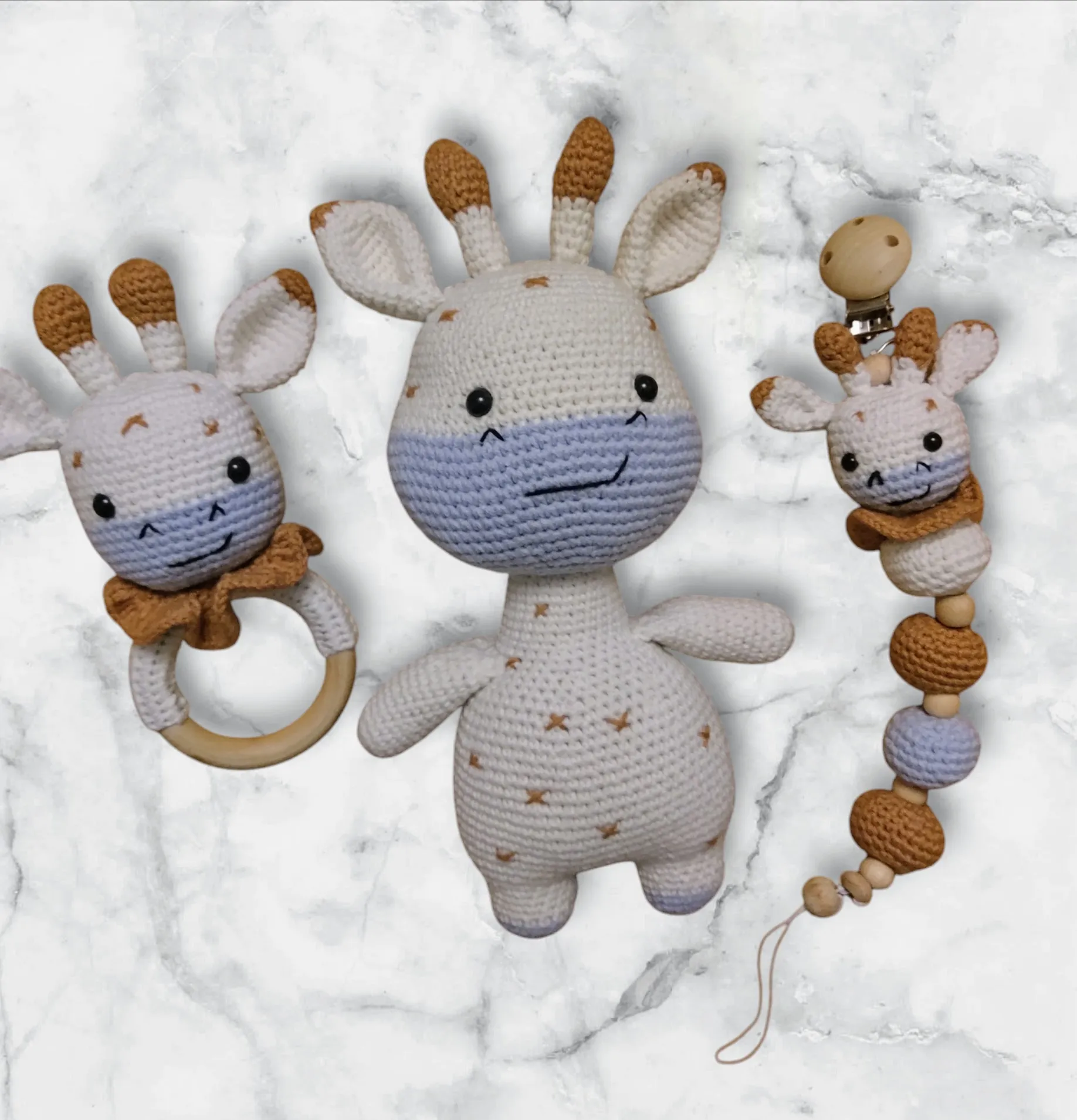 Amigurumi Zürafa Figürlü Bebek Oyuncak Seti
