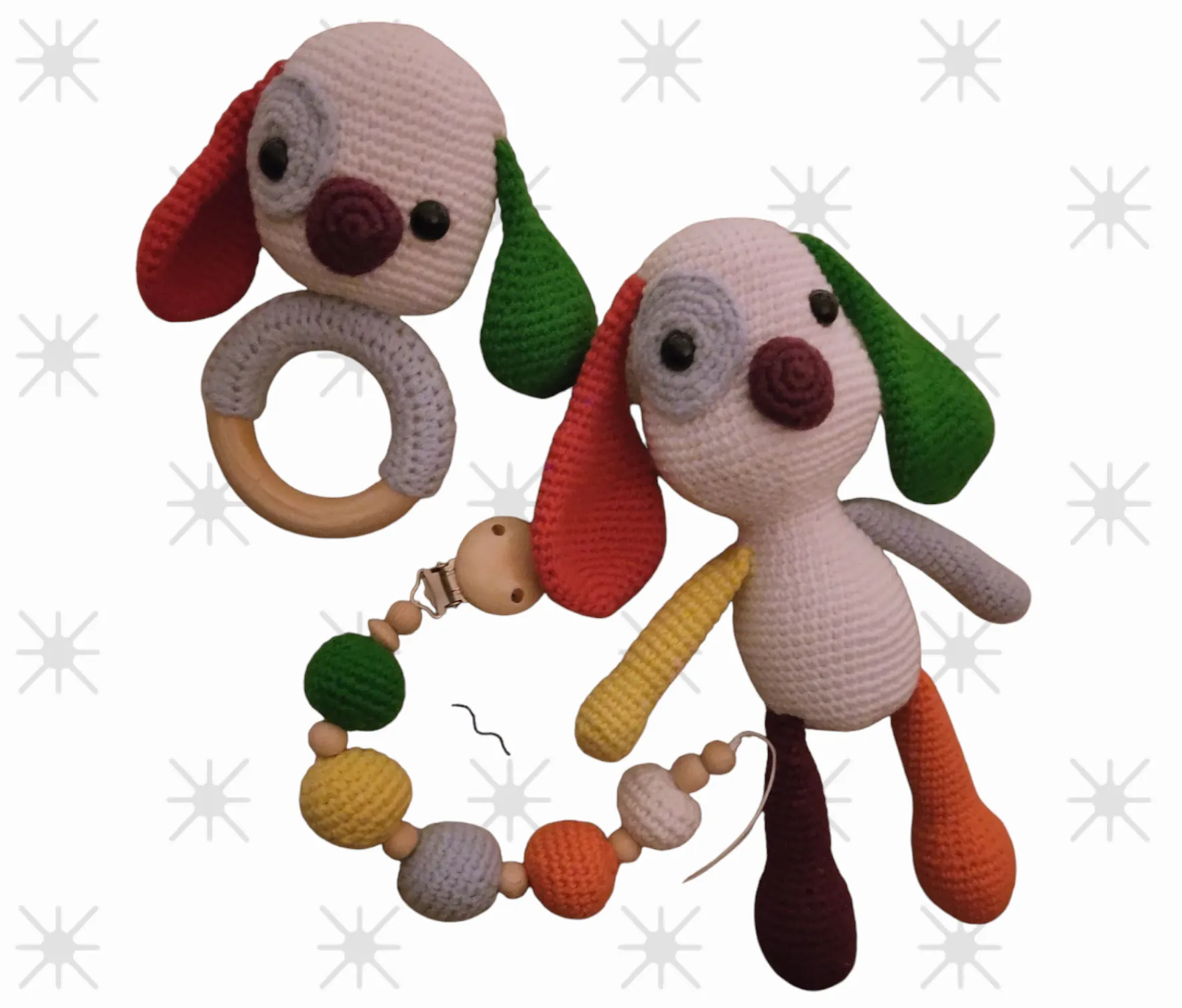 Amigurumi Köpek Figürlü Bebek Oyuncak Seti