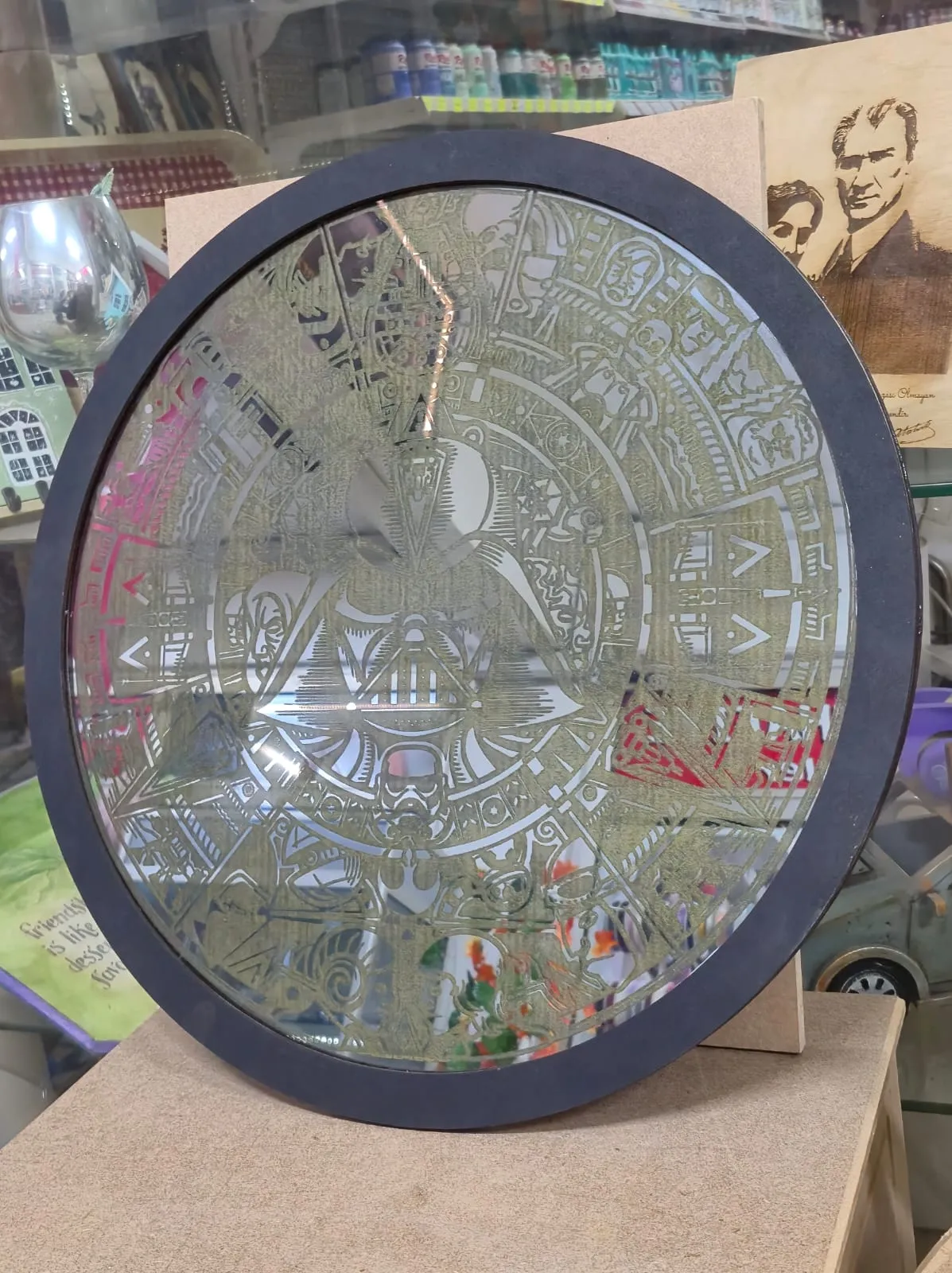 Star Wars Darth Vader Temalı Aztek Desenli Dekoratif Ayna