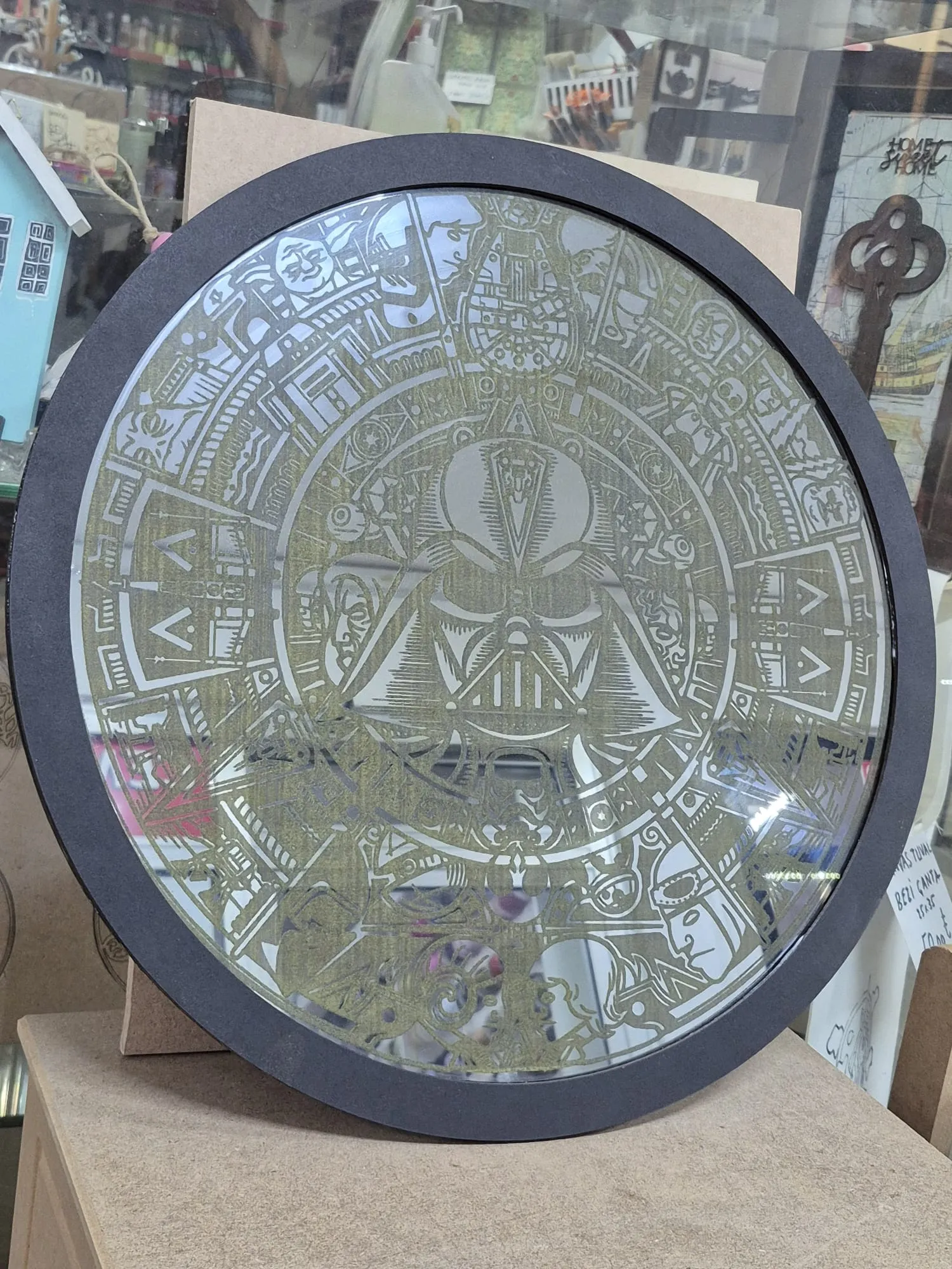Star Wars Darth Vader Temalı Aztek Desenli Dekoratif Ayna
