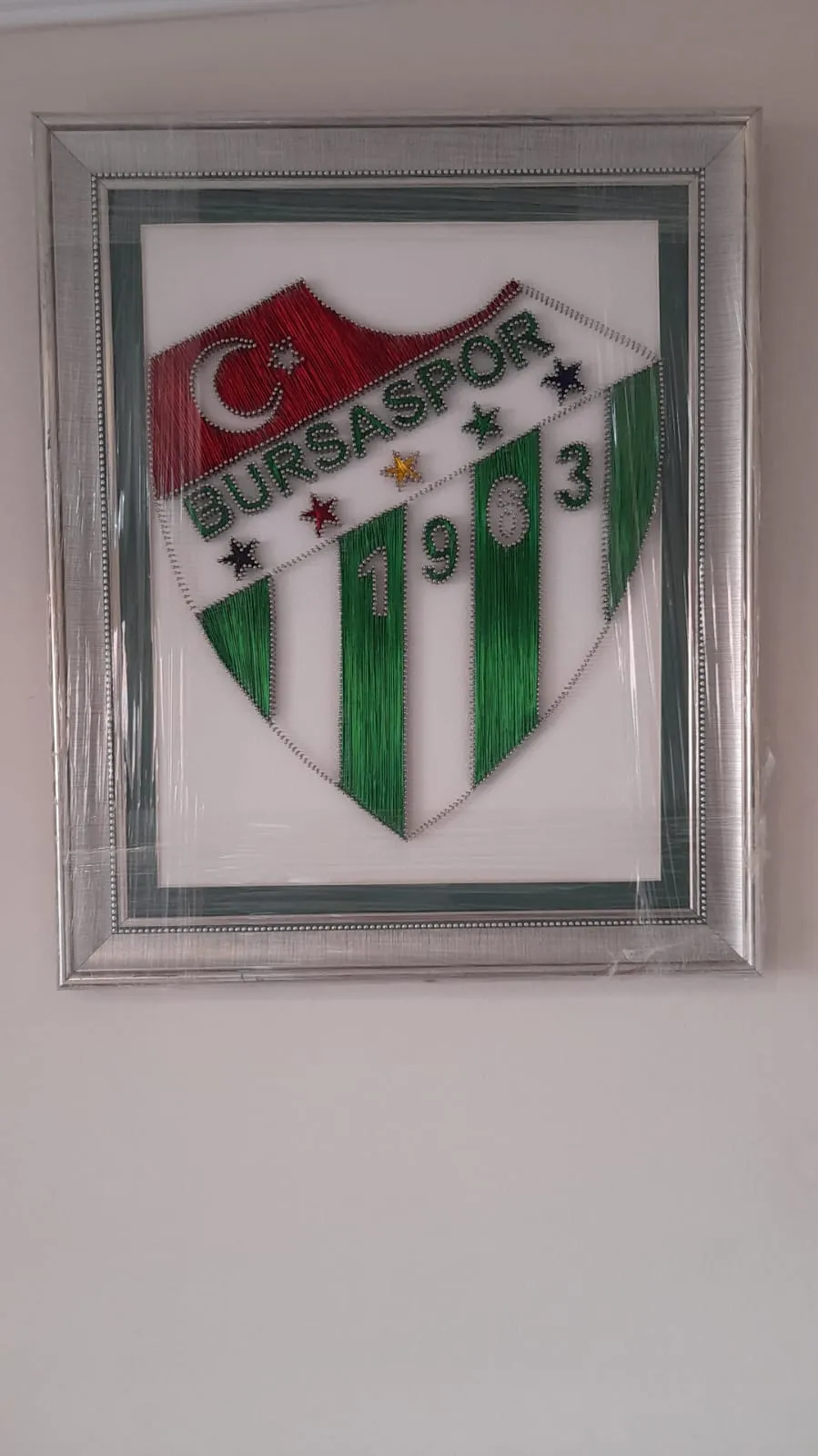 Deri Üzerine Bursaspor Logosu Filografi Tablo – El Yapımı