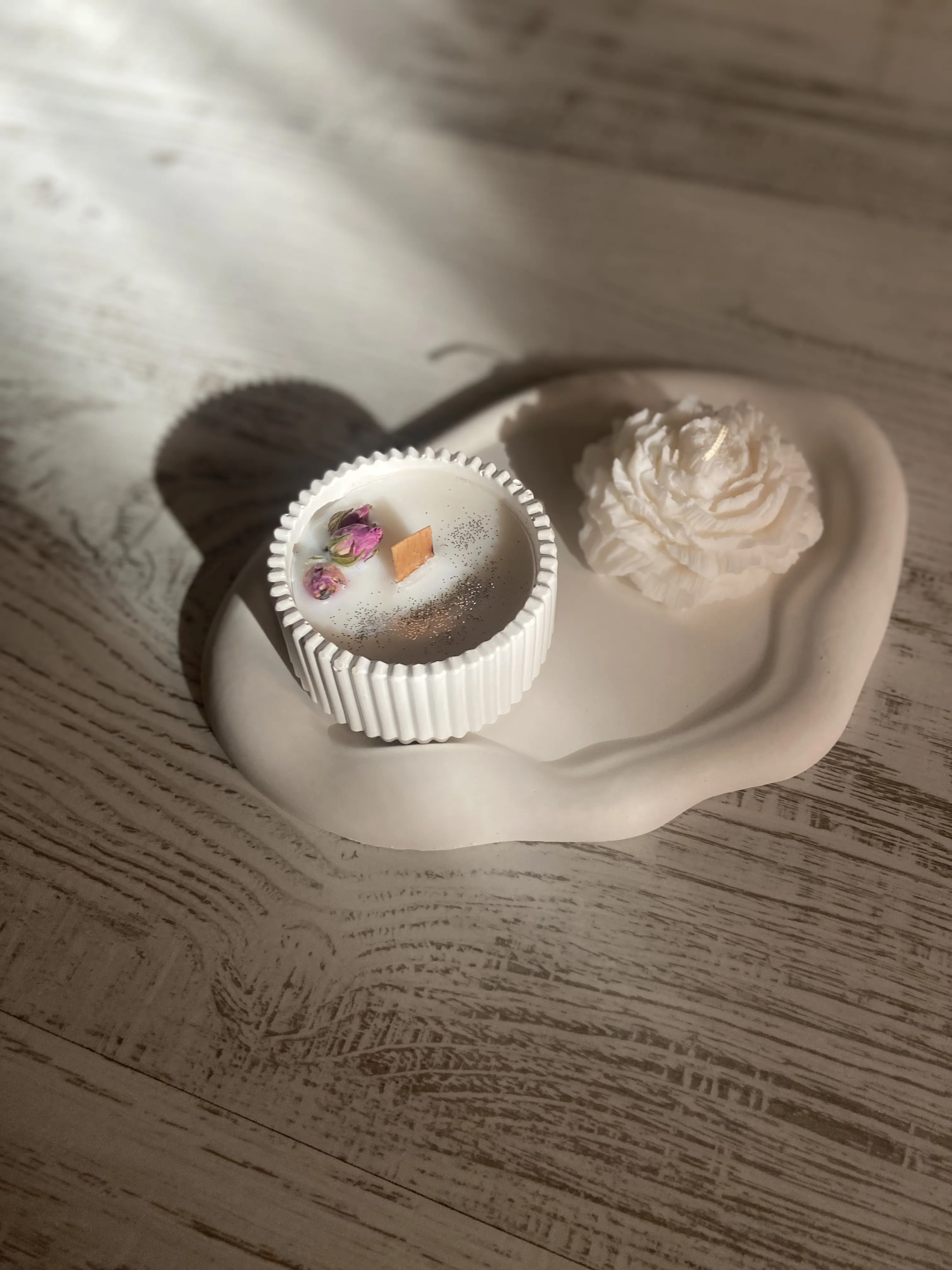 Şakayık & Tomurcuk Gül Şömine Mum Set