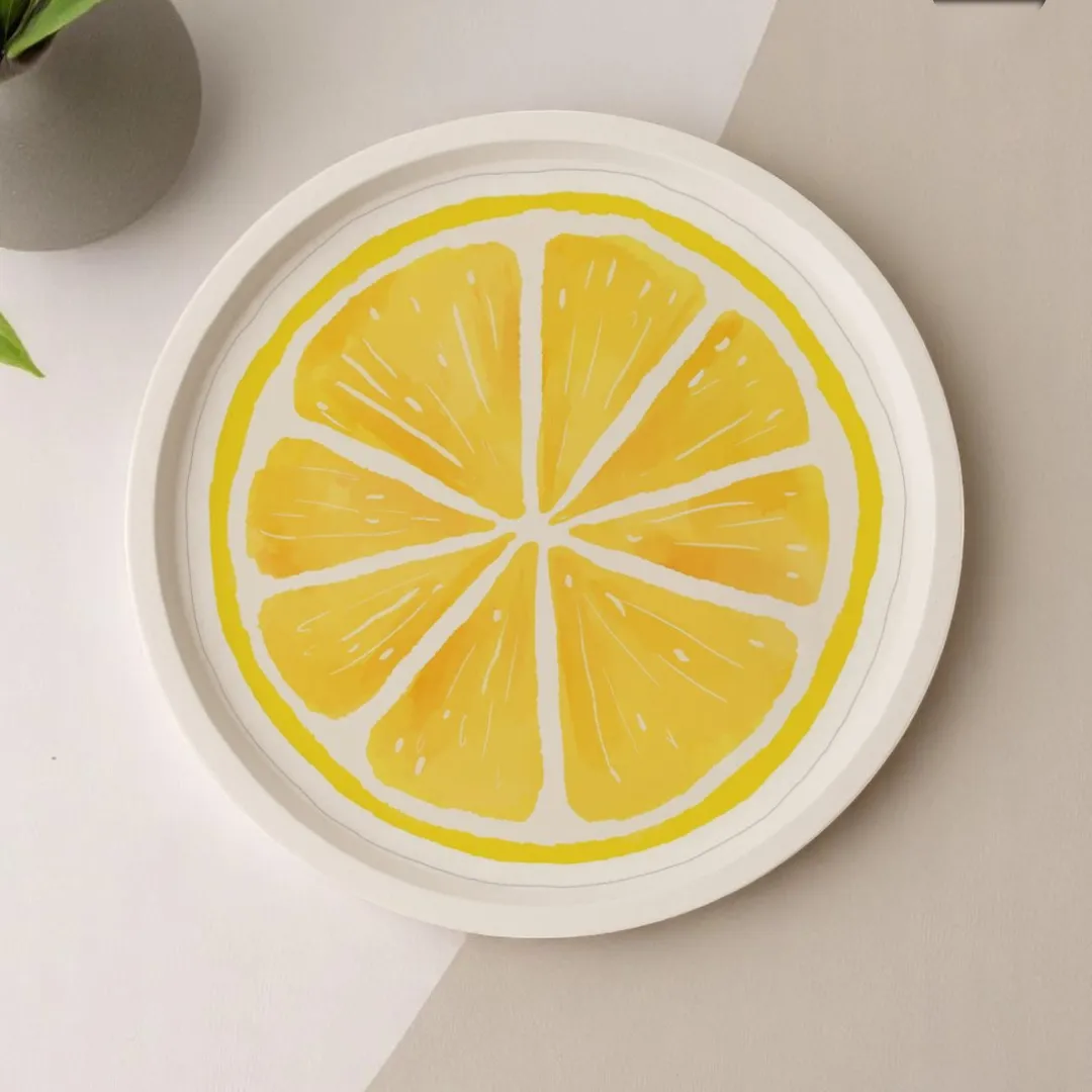Limon Dilimi Desenli Yuvarlak Tepsi
