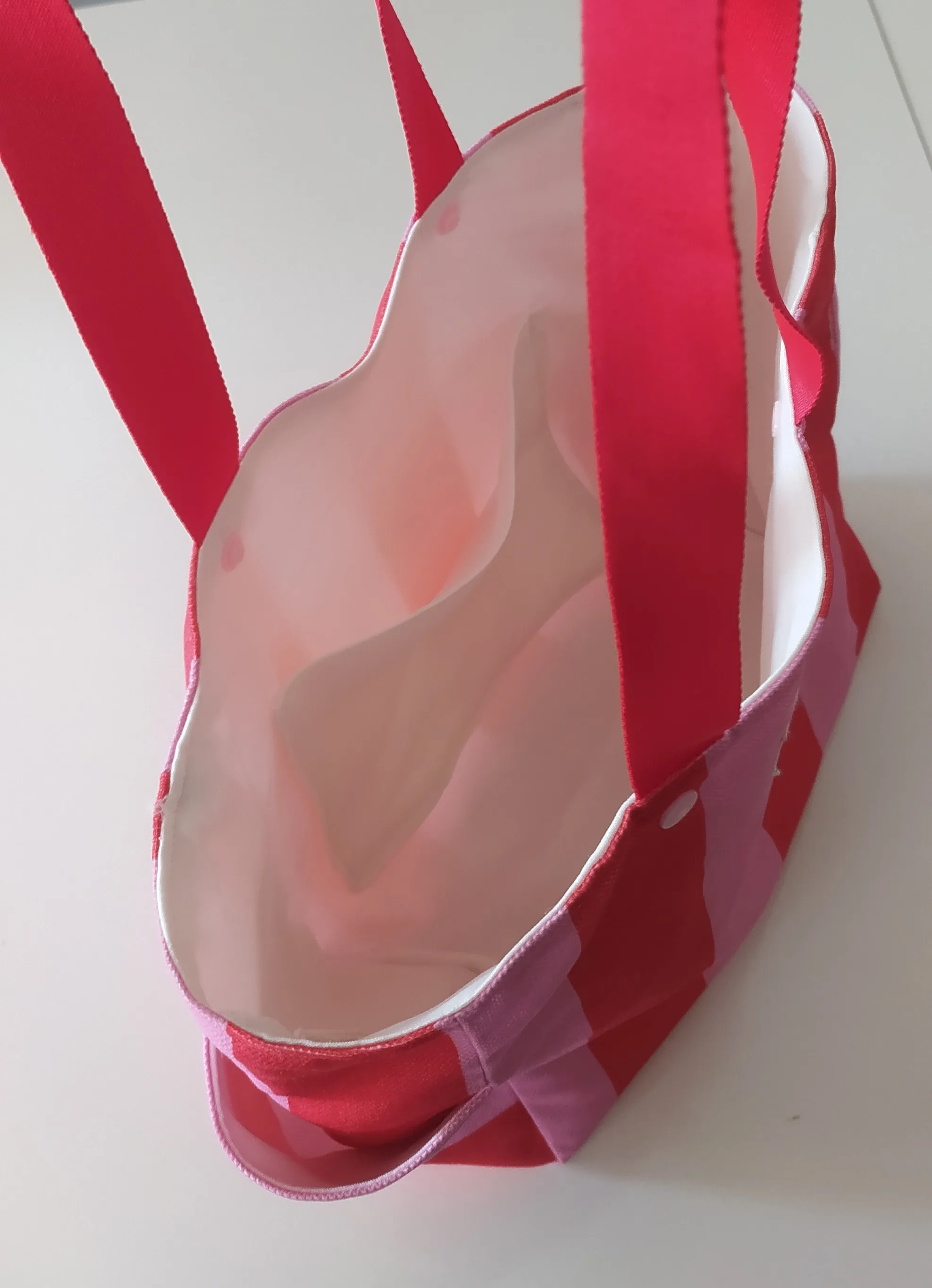 Pembe ve Fuşya Çizgili Kanvas Çantas