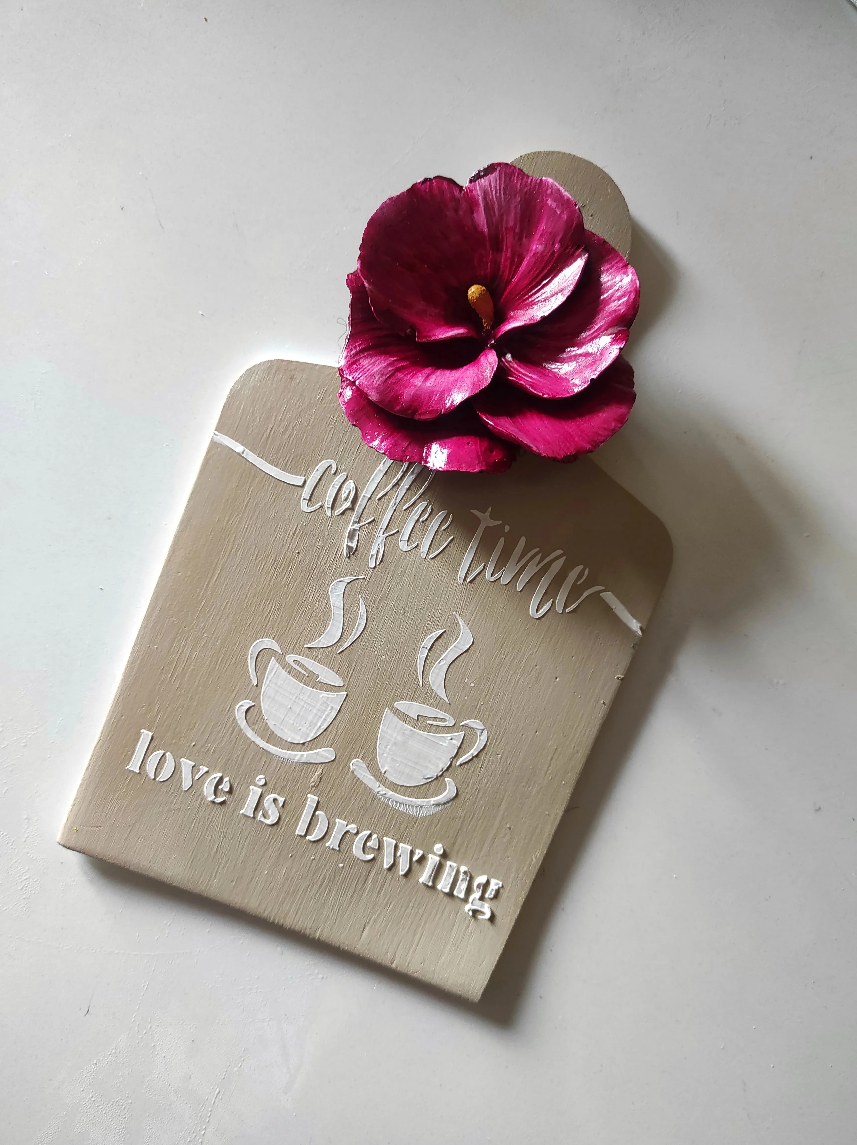 Çiçek Detaylı Coffee Time Yazılı Sunumluk