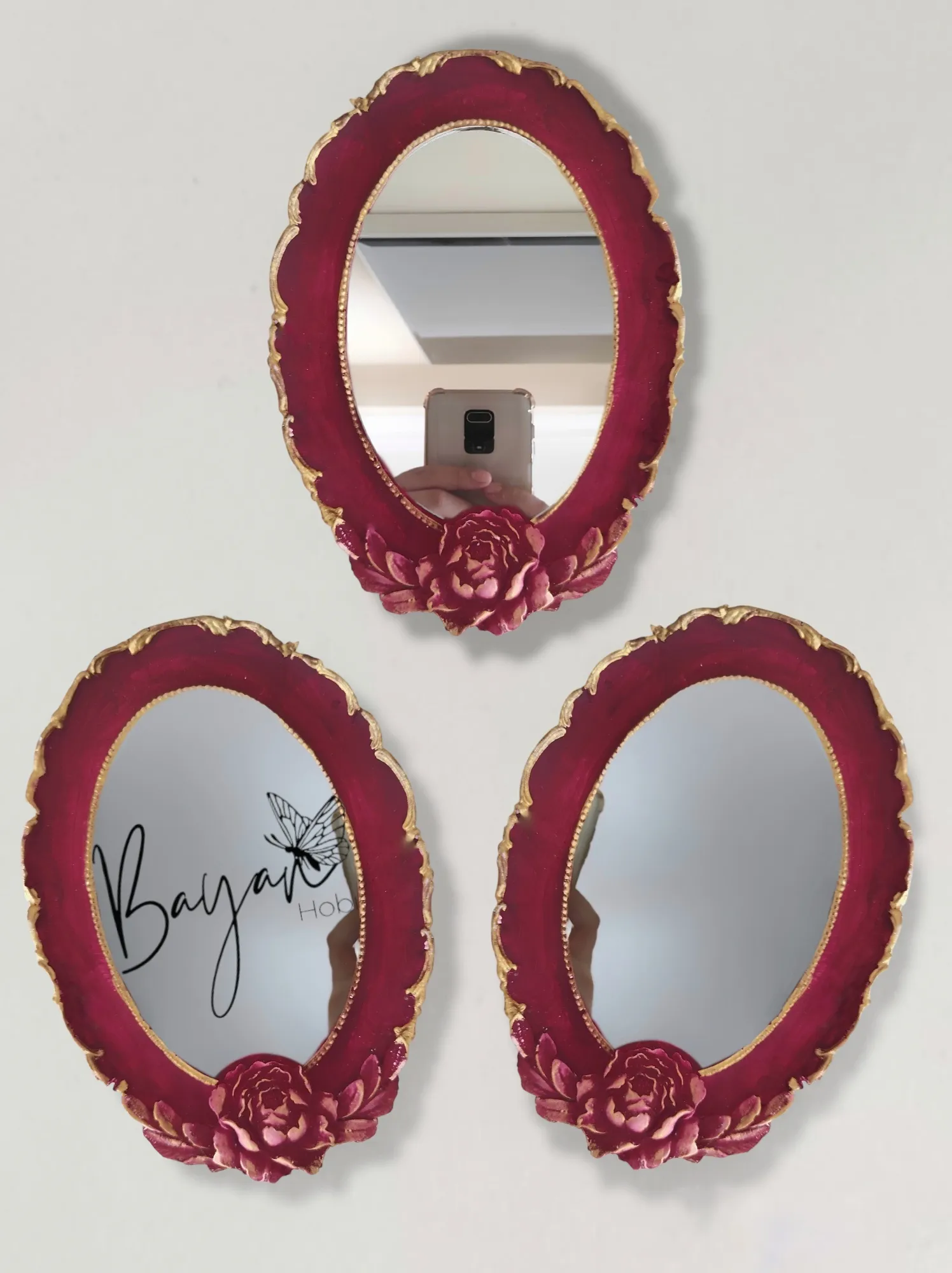 3 lü bordo ayna set