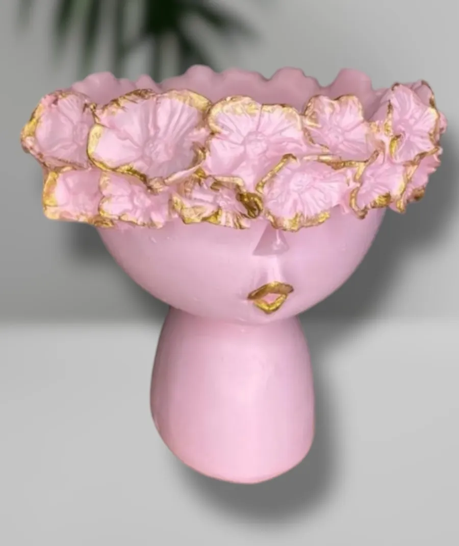 pembe  çiçek taclı saksı