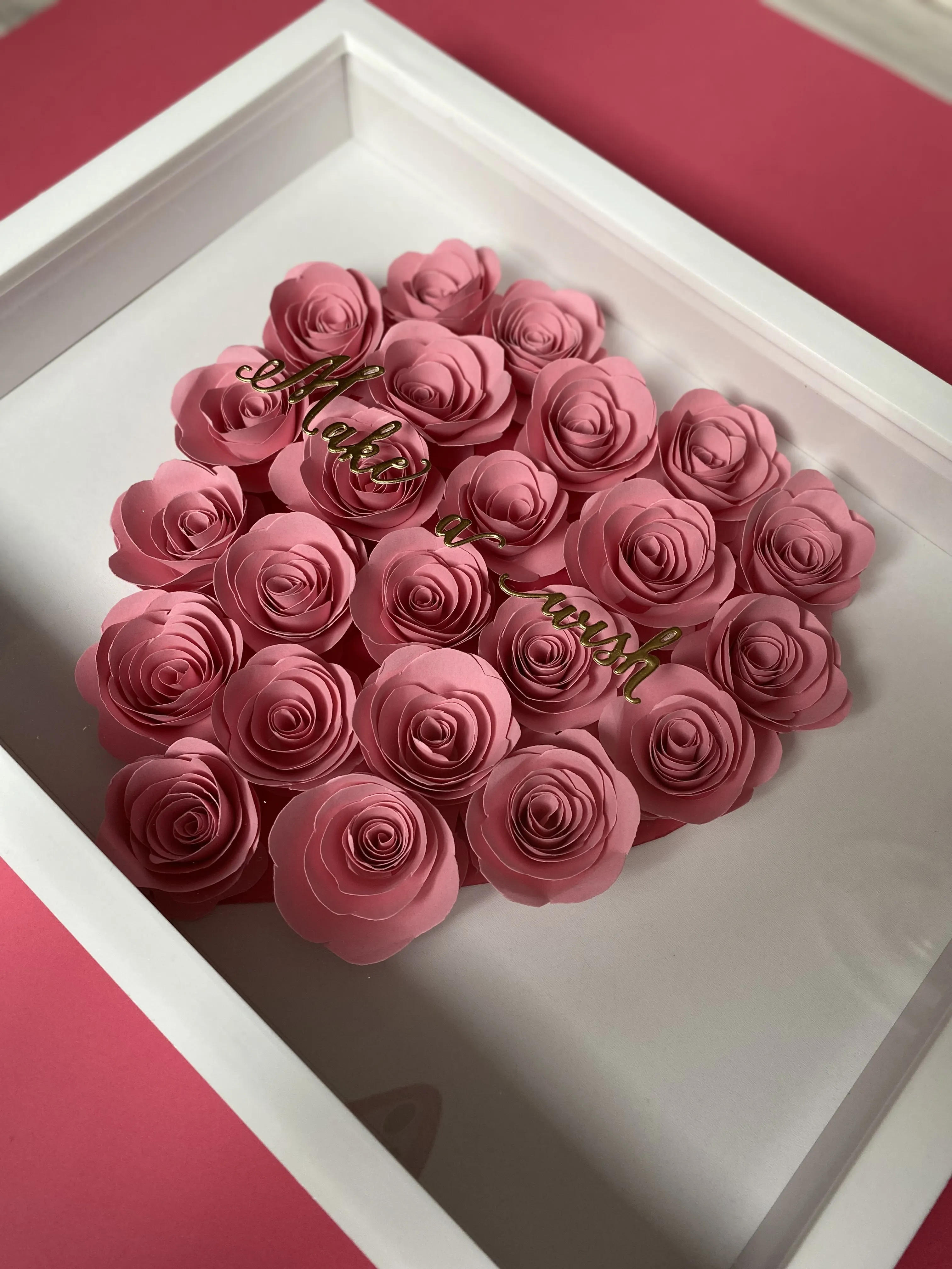 Pembe Gül Kalp Çerçeve