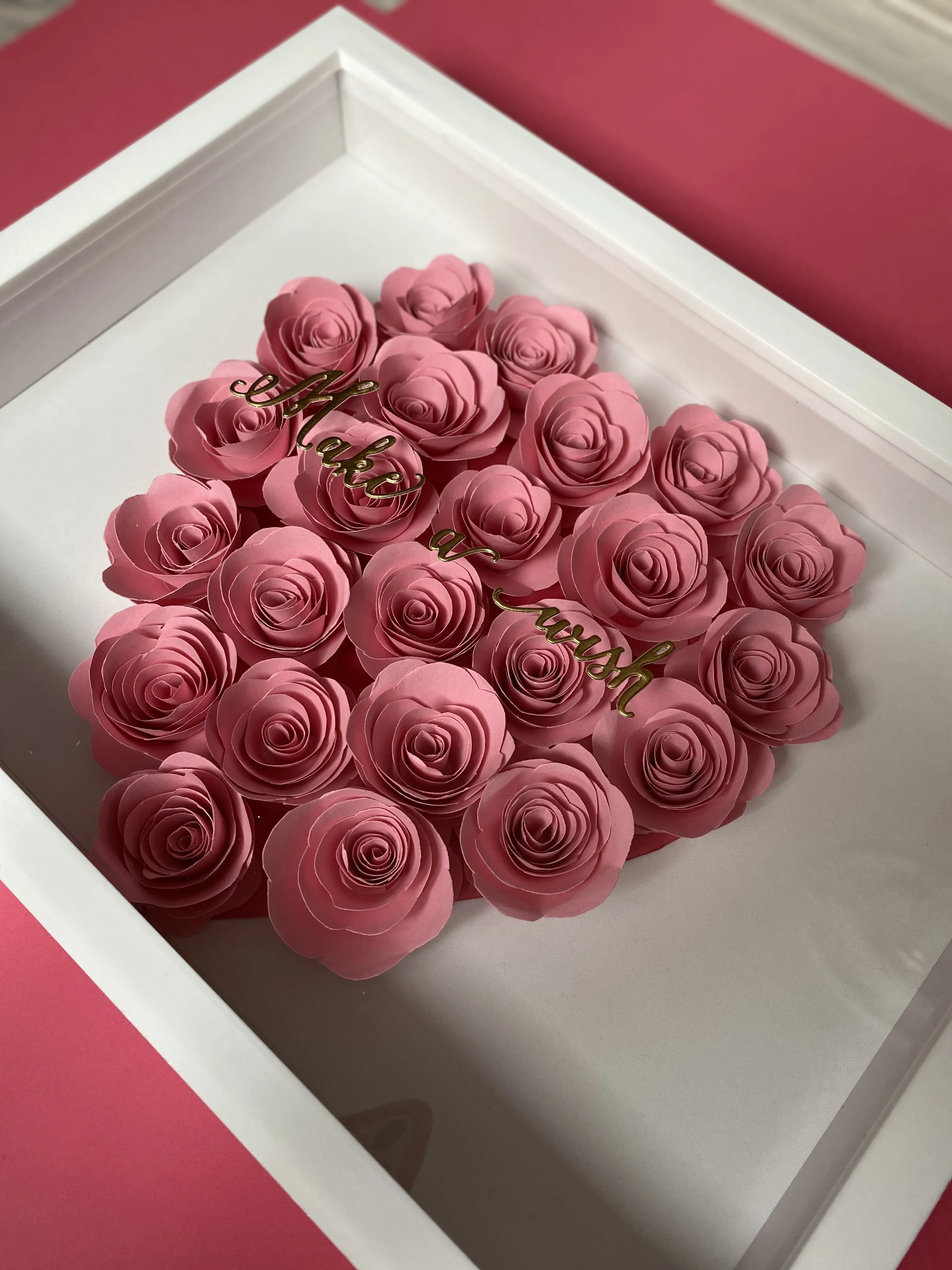 Pembe Gül Kalp Çerçeve 