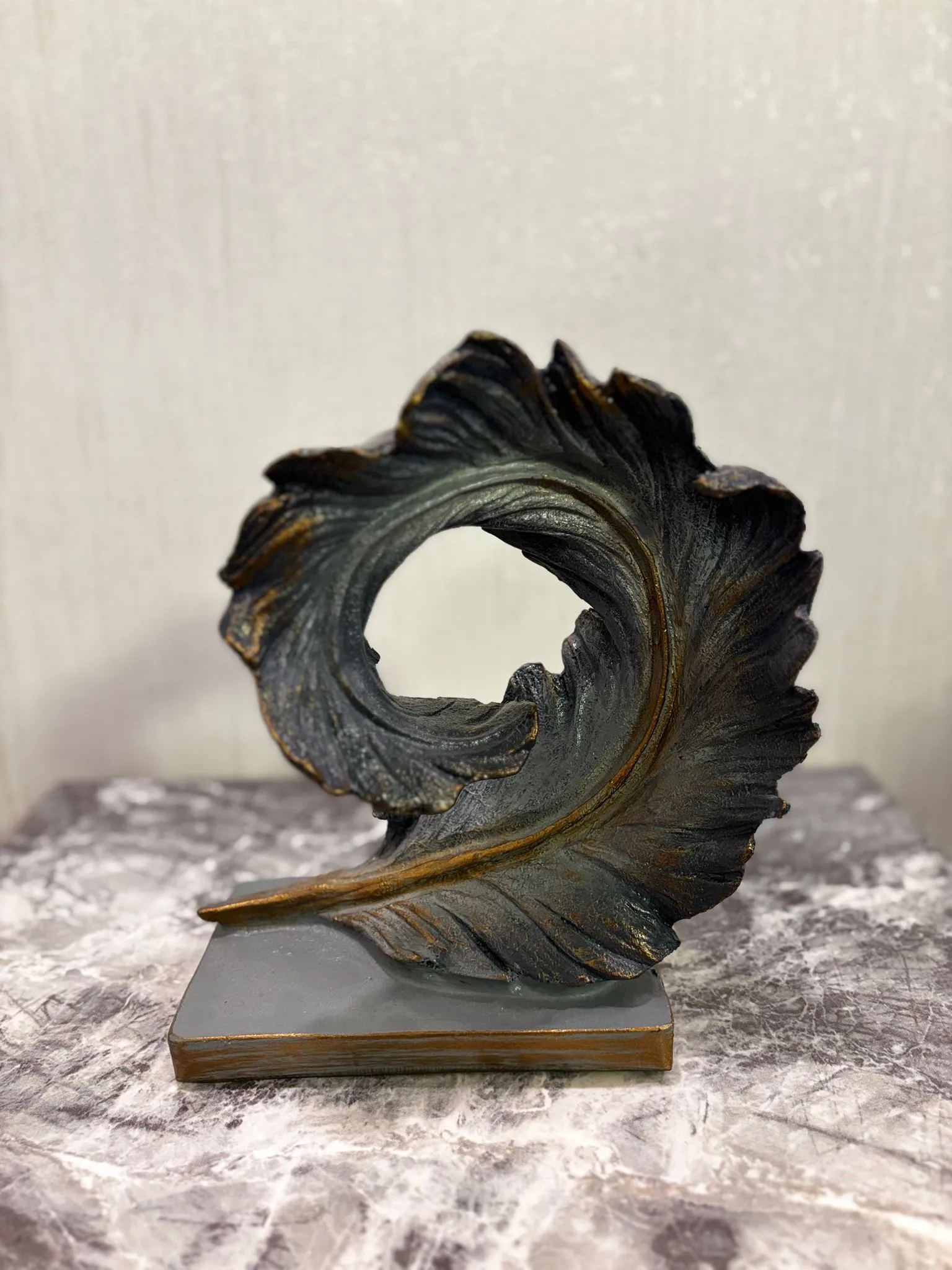El Yapımı Spiral Yaprak Dekor Bronz Eskitme Sanatsal Obje