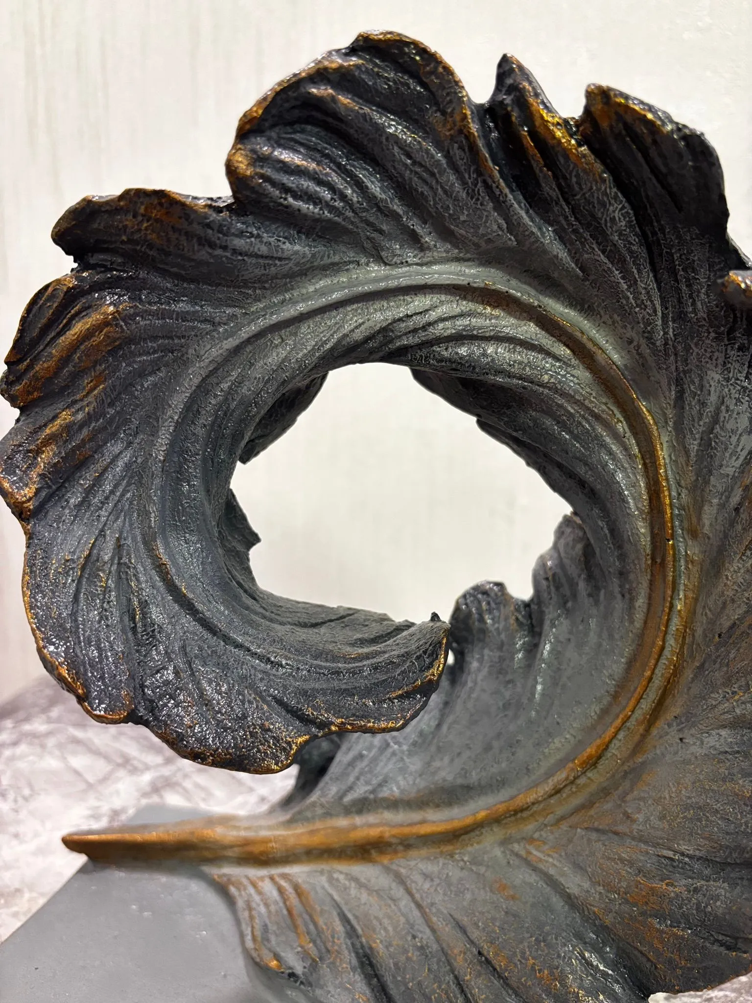 El Yapımı Spiral Yaprak Dekor Bronz Eskitme Sanatsal Obje