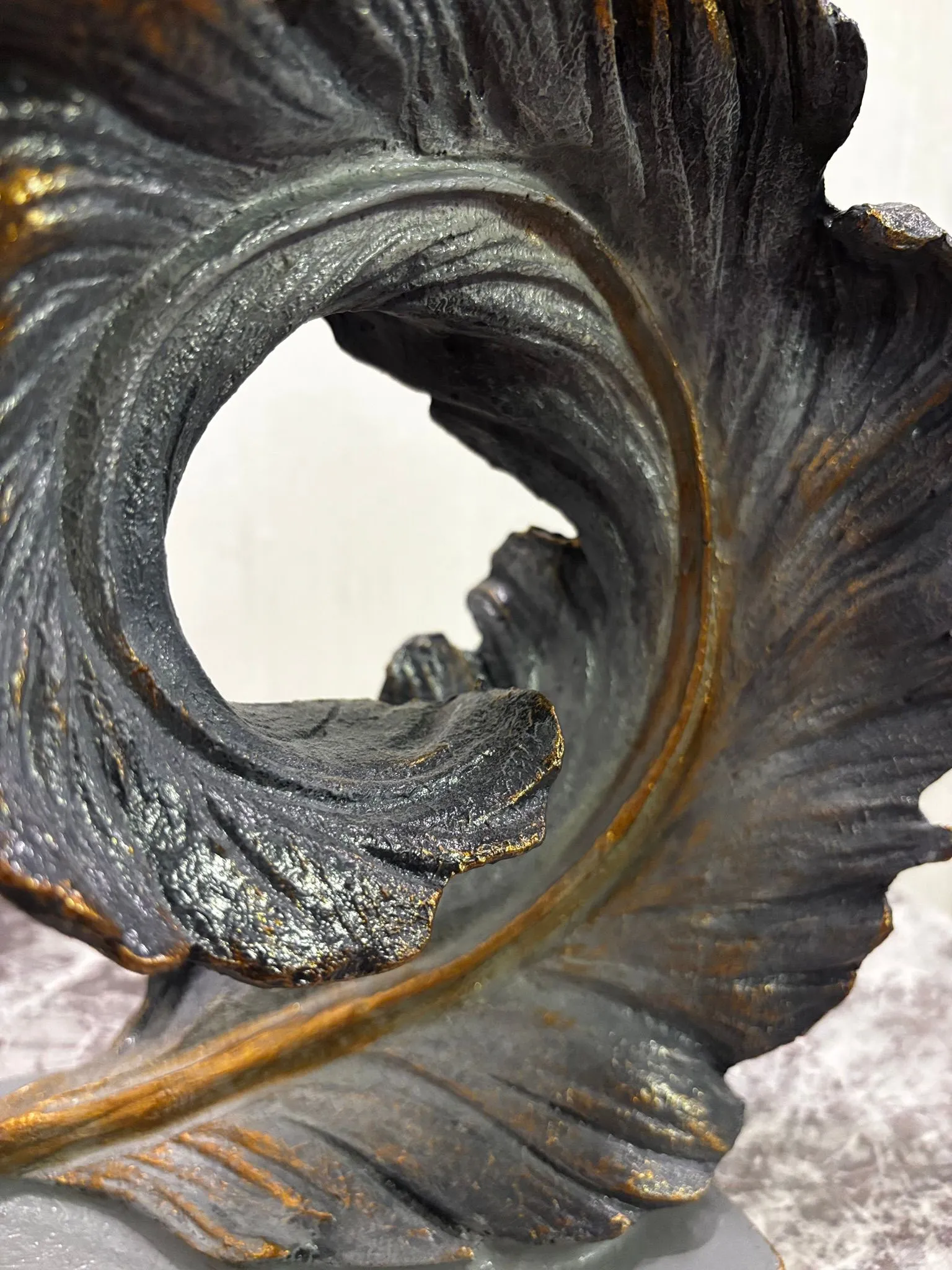 El Yapımı Spiral Yaprak Dekor Bronz Eskitme Sanatsal Obje