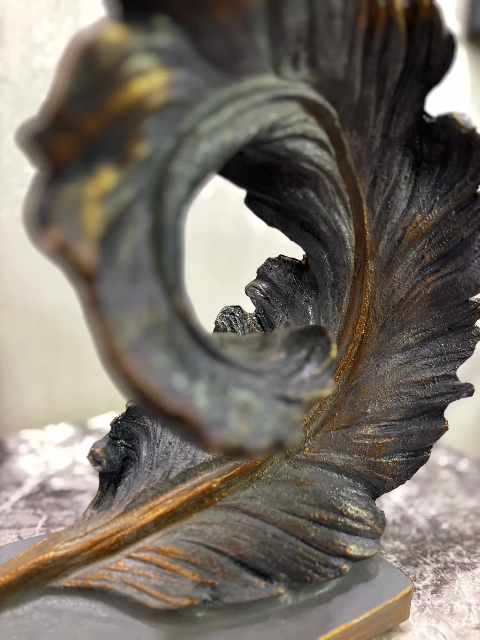 El Yapımı Spiral Yaprak Dekor Bronz Eskitme Sanatsal Obje