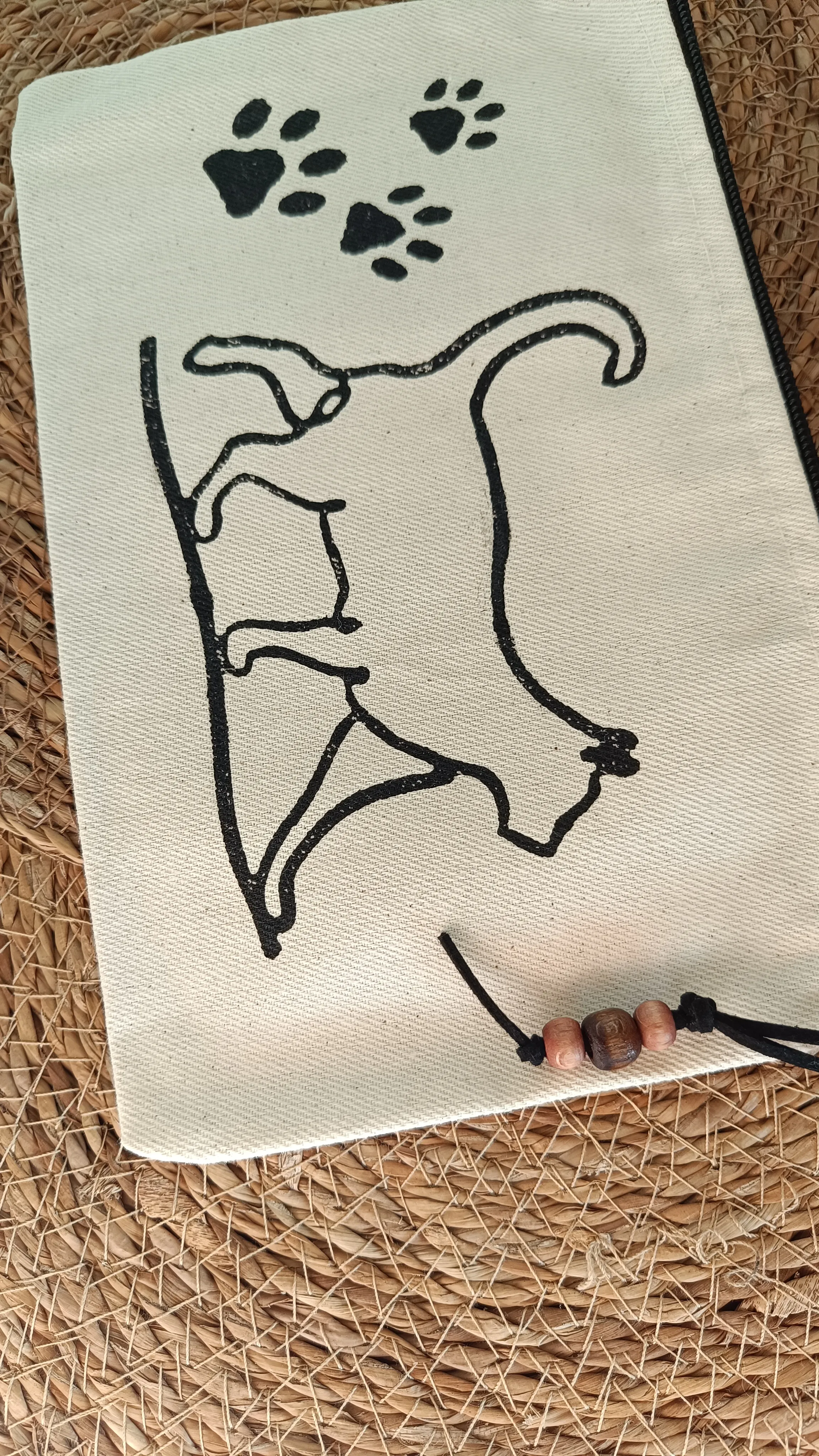 Kedi Ahşap Baskı  El Çantası