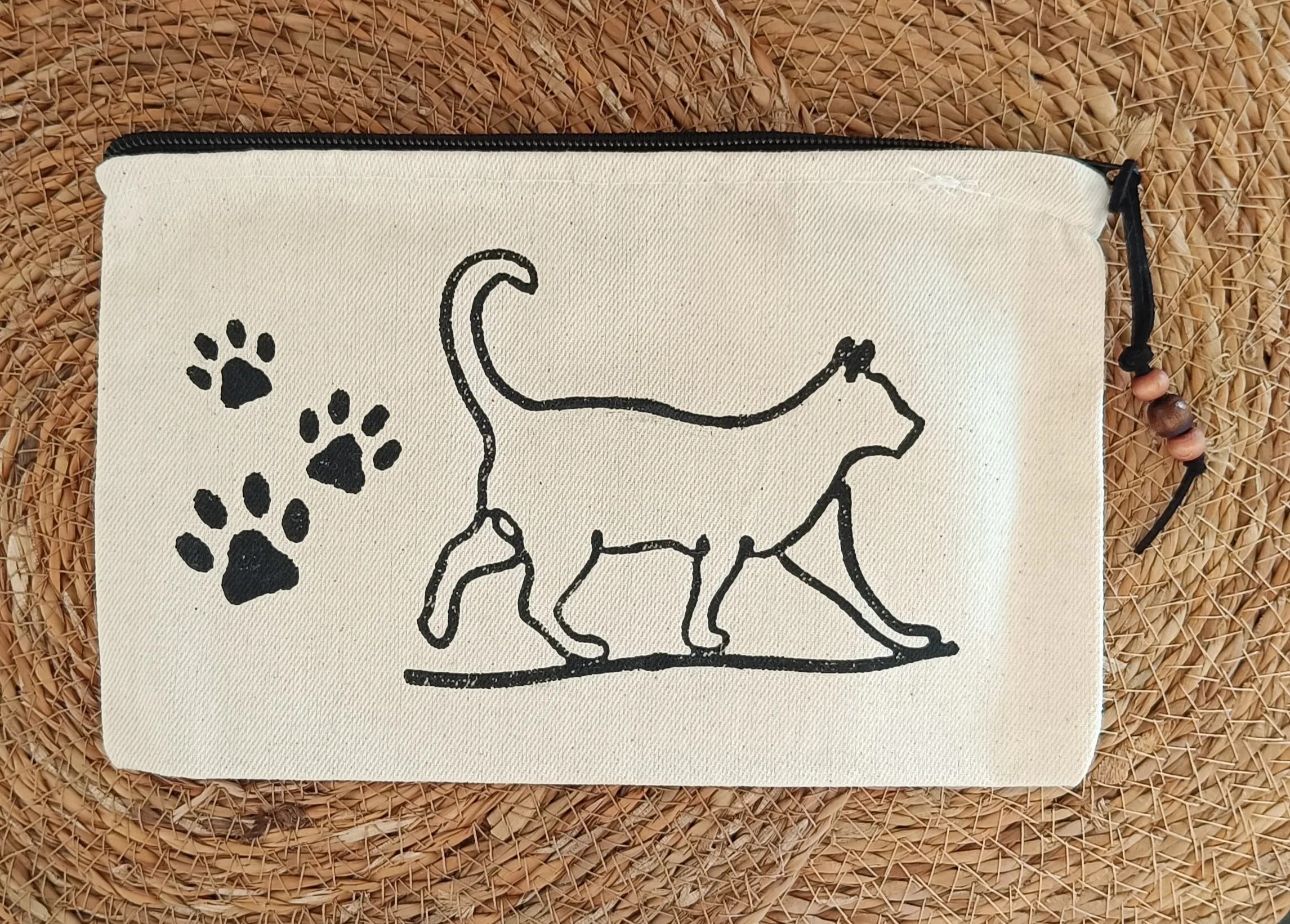 Kedi Ahşap Baskı  El Çantası