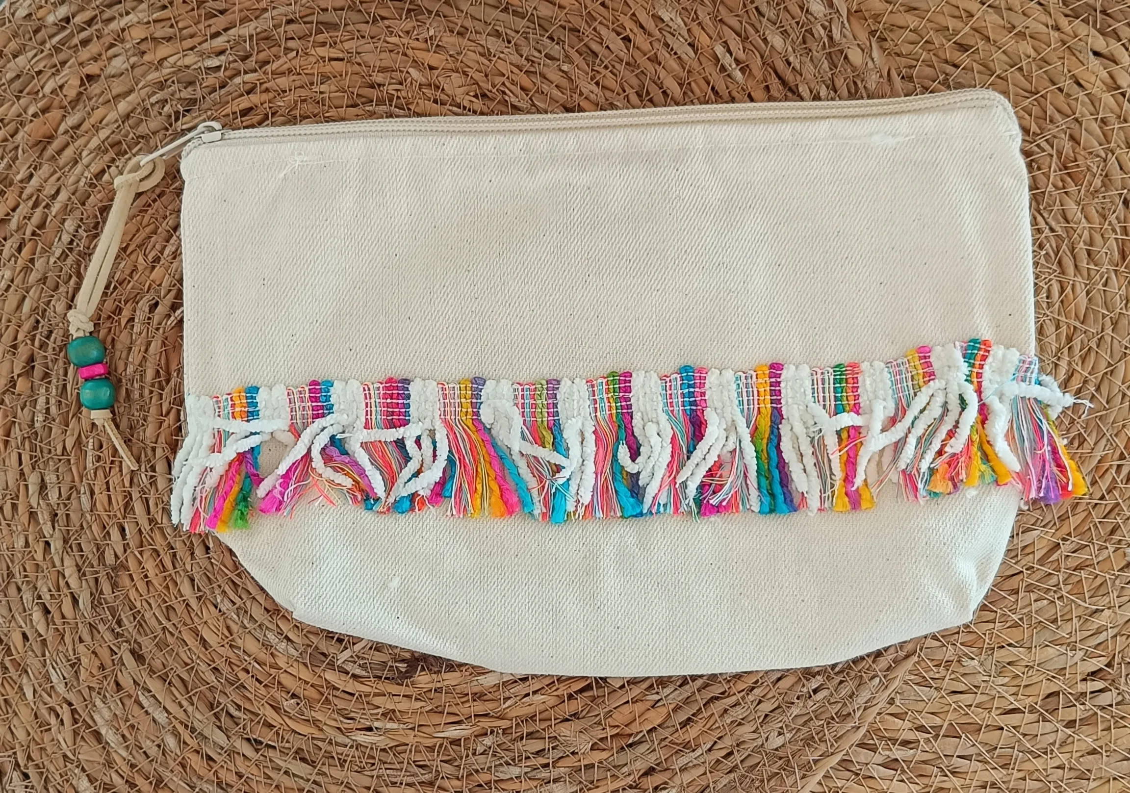 Rengarenk Şerit Detaylı  El Çantası