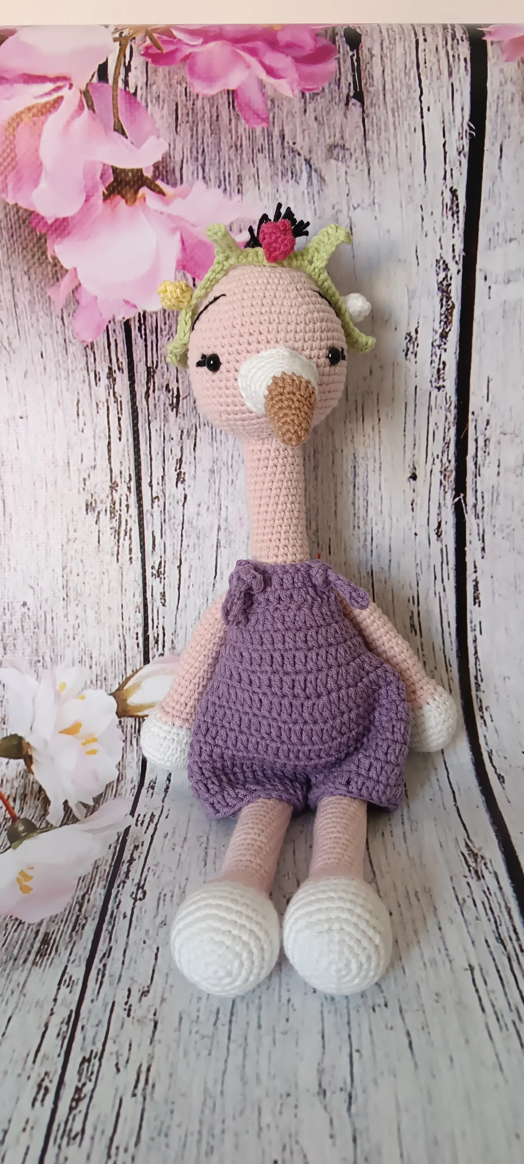 El Örgüsü Amigurumi Flamingo Oyuncak – Organik ve El Yapımı