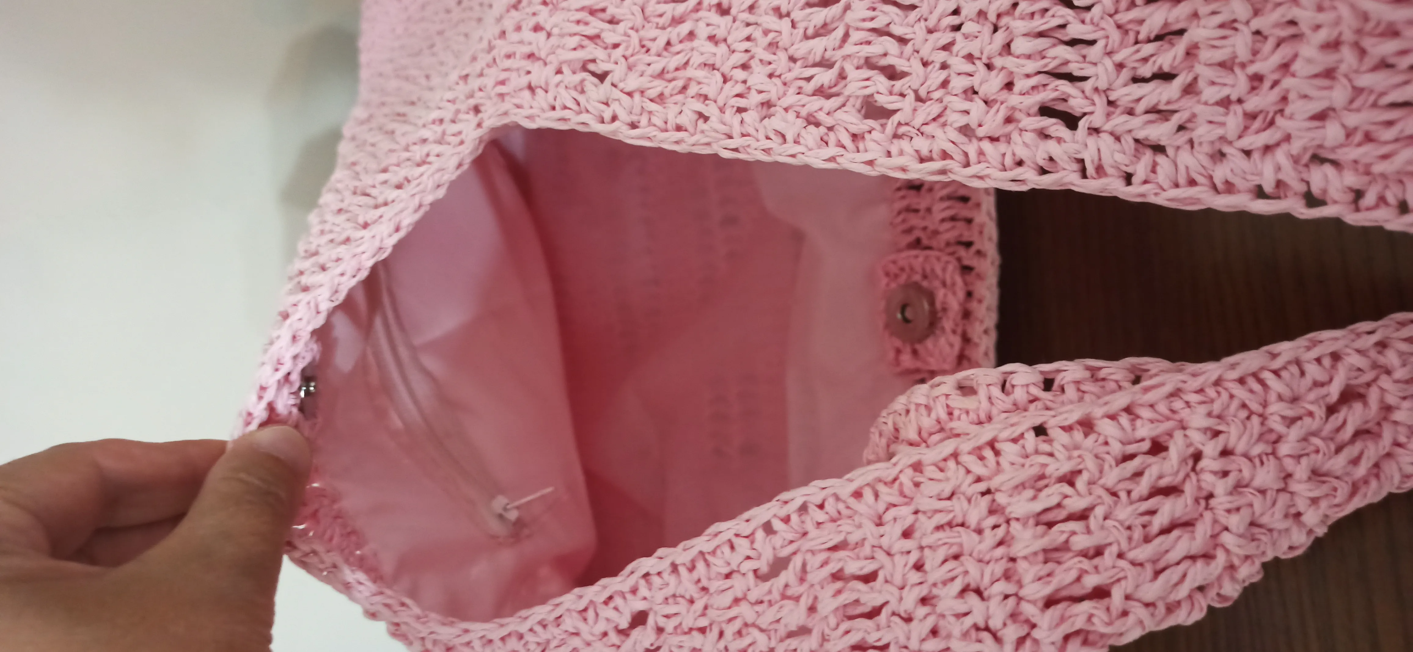 Pembe Omuz Askılı Büyük El Yapımı Çanta
