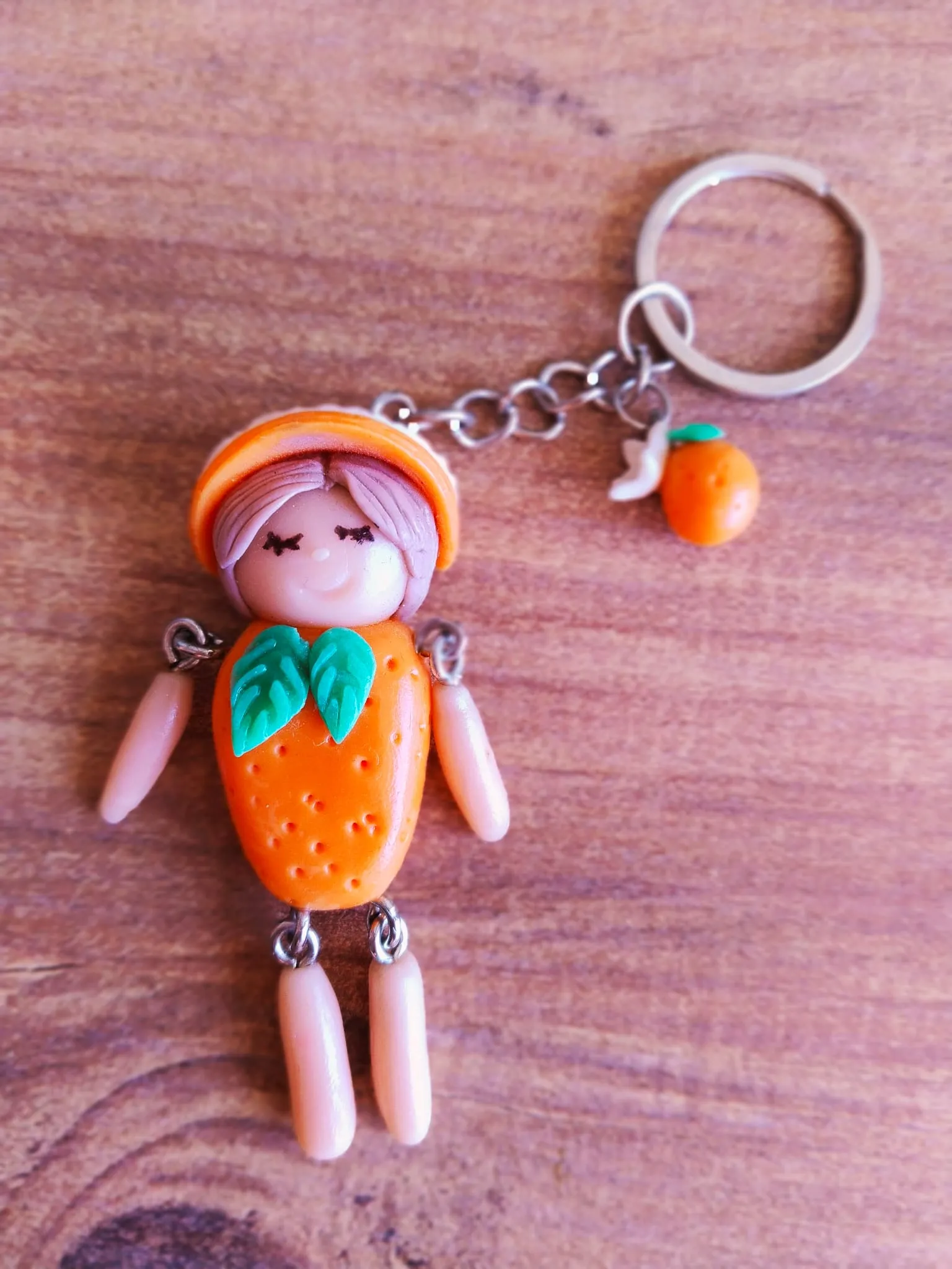Portakal Kız Anahtarlık / Çanta Süsü – El Yapımı & Vernikli