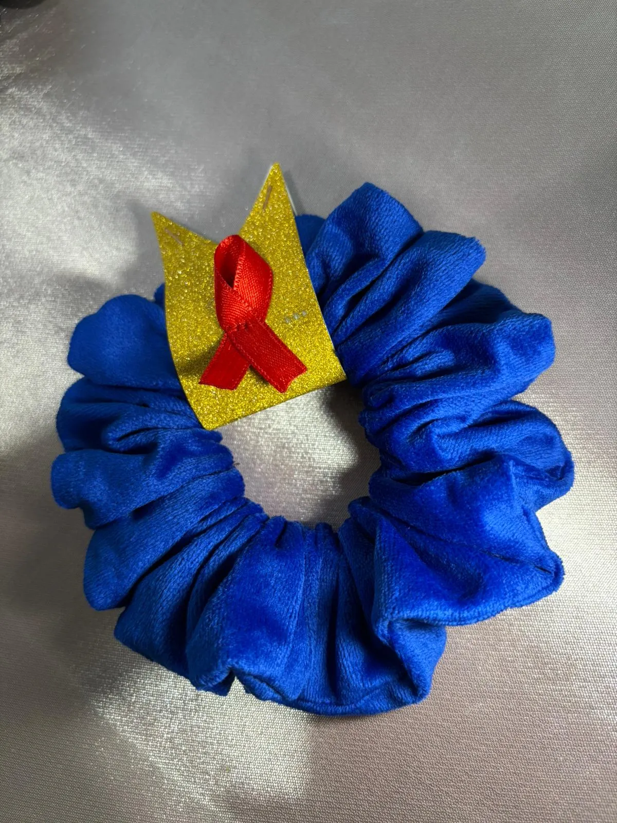 Mavi Saten Lastik Toka – El Yapımı Toptan Saç Tokası Modelleri