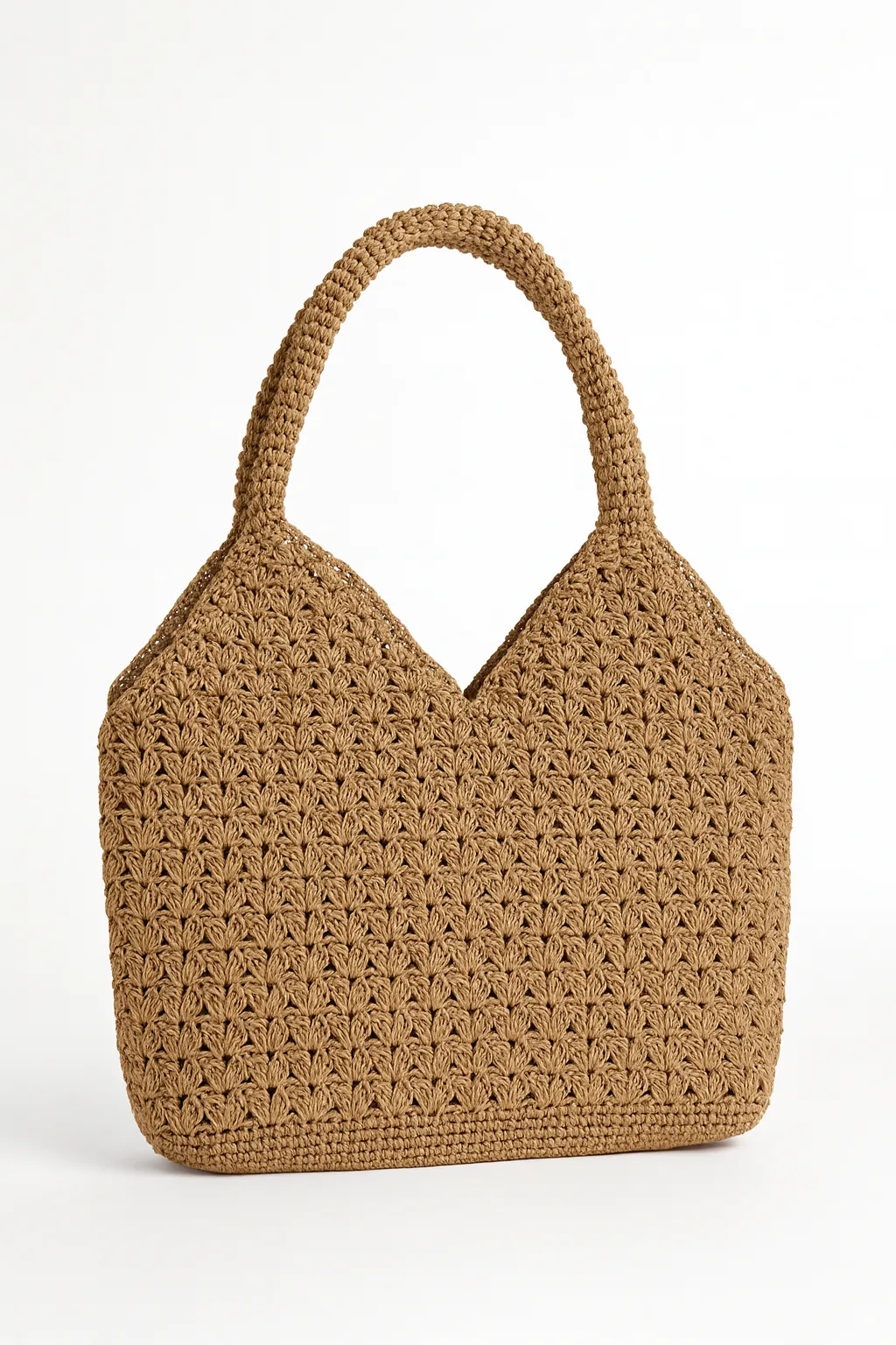 El Yapımı Hasır Görünümlü Örgü Çanta – Yazlık Omuz ve Kol Çantası