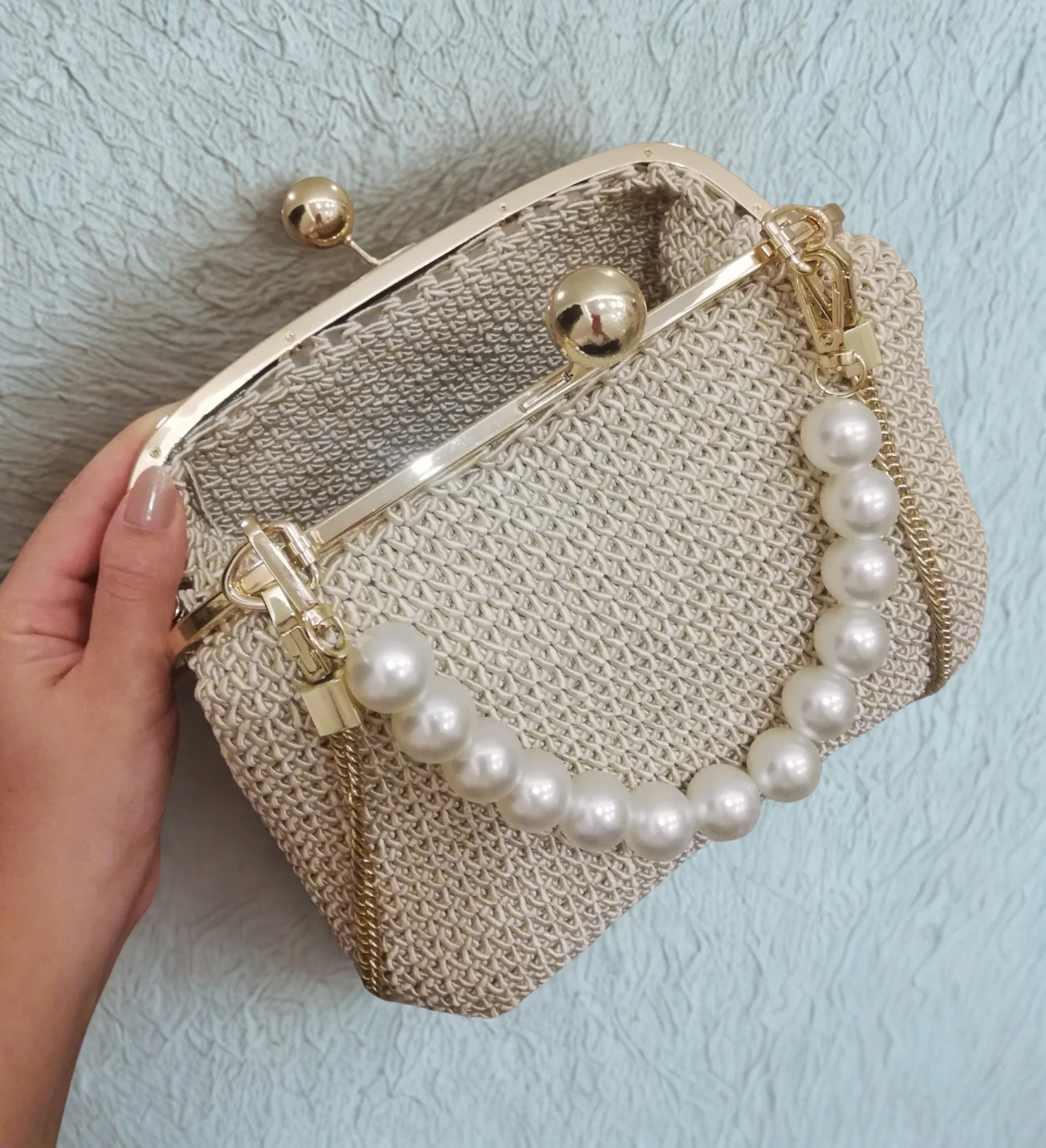 %100 El Yapımı Örgü Bohem Clutch & Portföy Çanta
