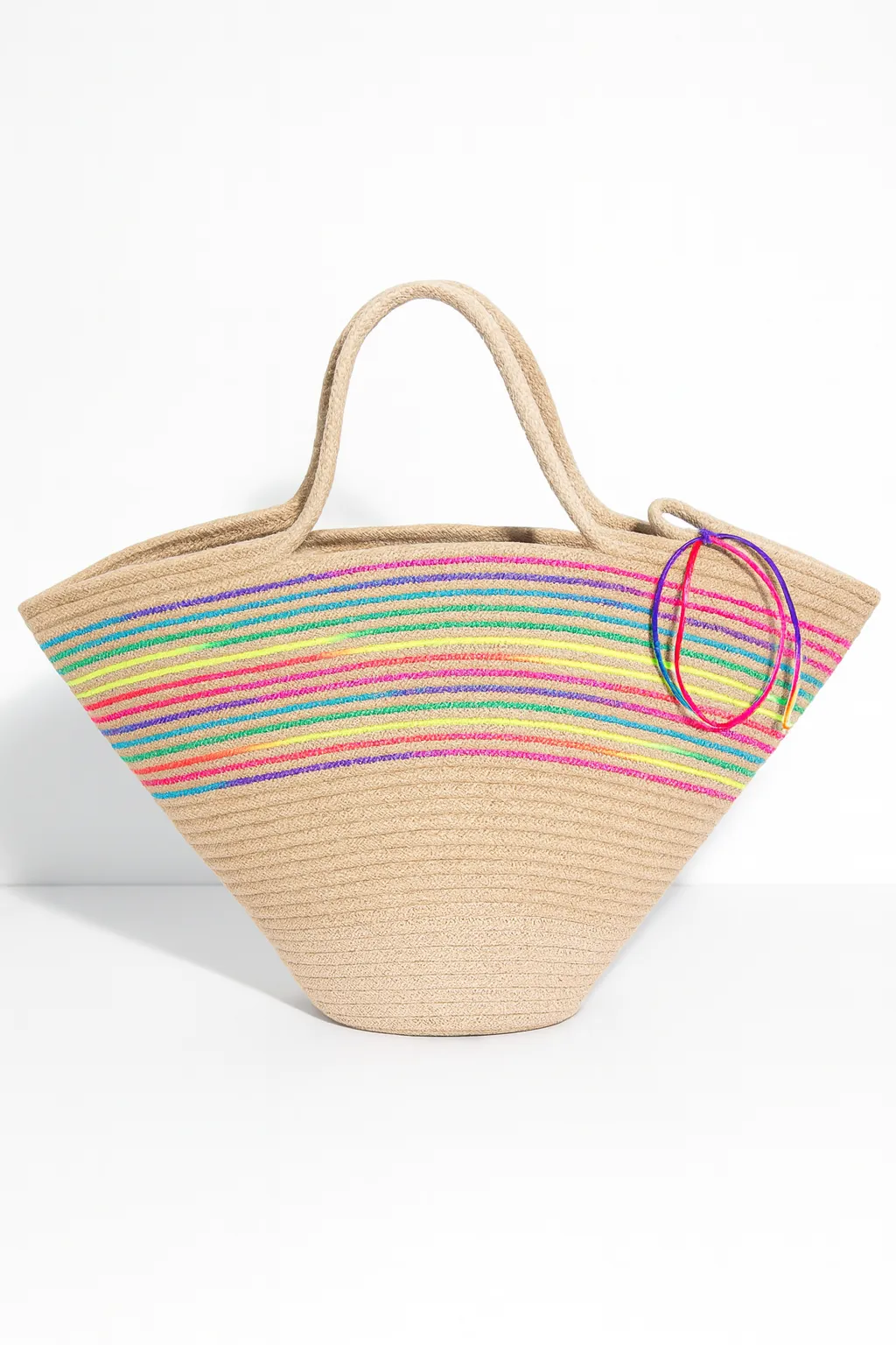 Neon Şerit Detaylı Plaj Çantası