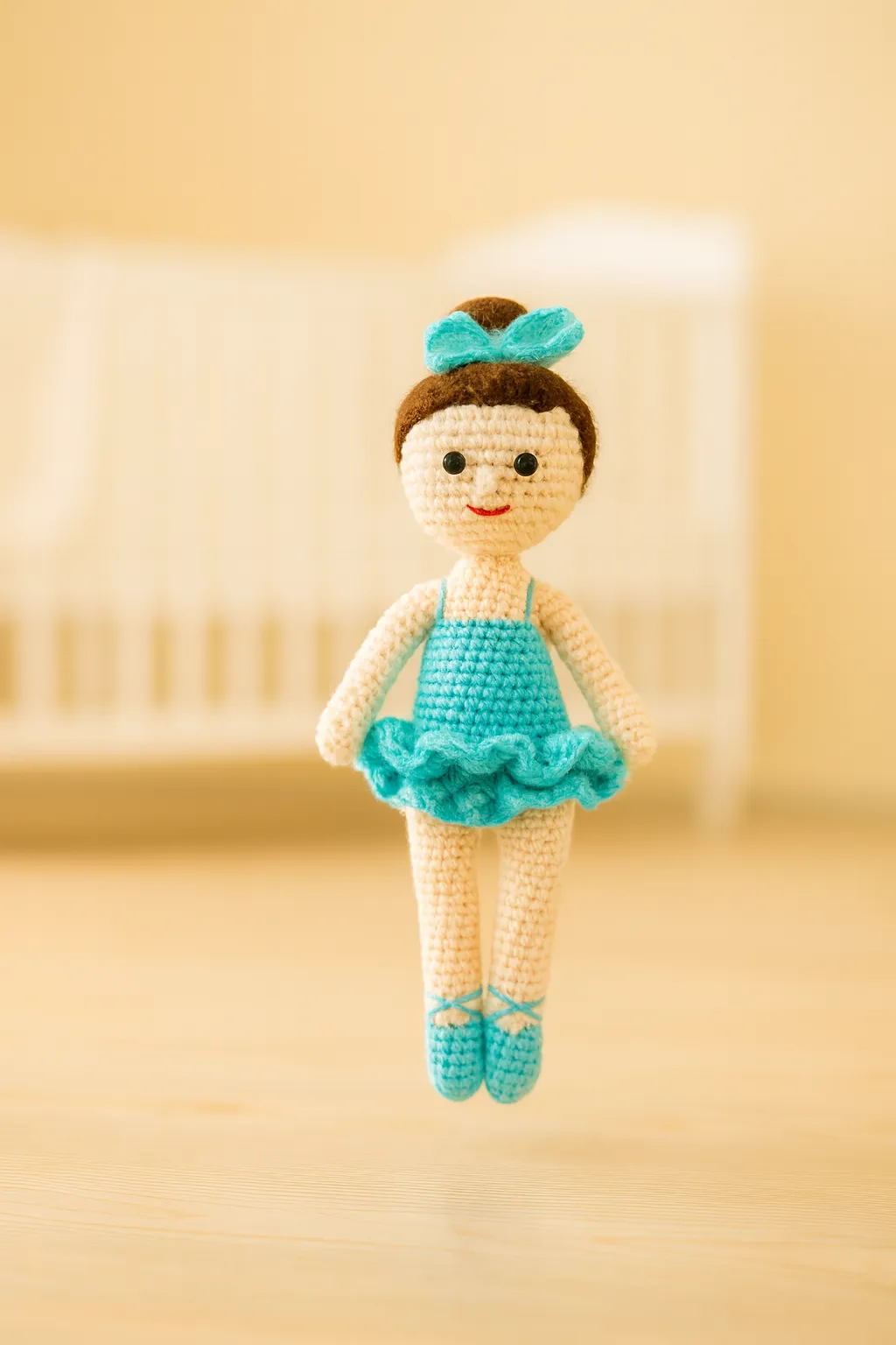 El Örgüsü Mint Turkuaz Balerin Amigurumi Oyuncak Bebek – %100 El Yapımı