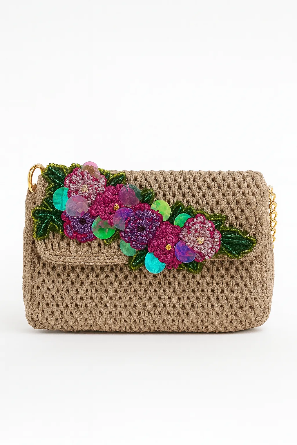 Embroidered Colorful Macrame Bag