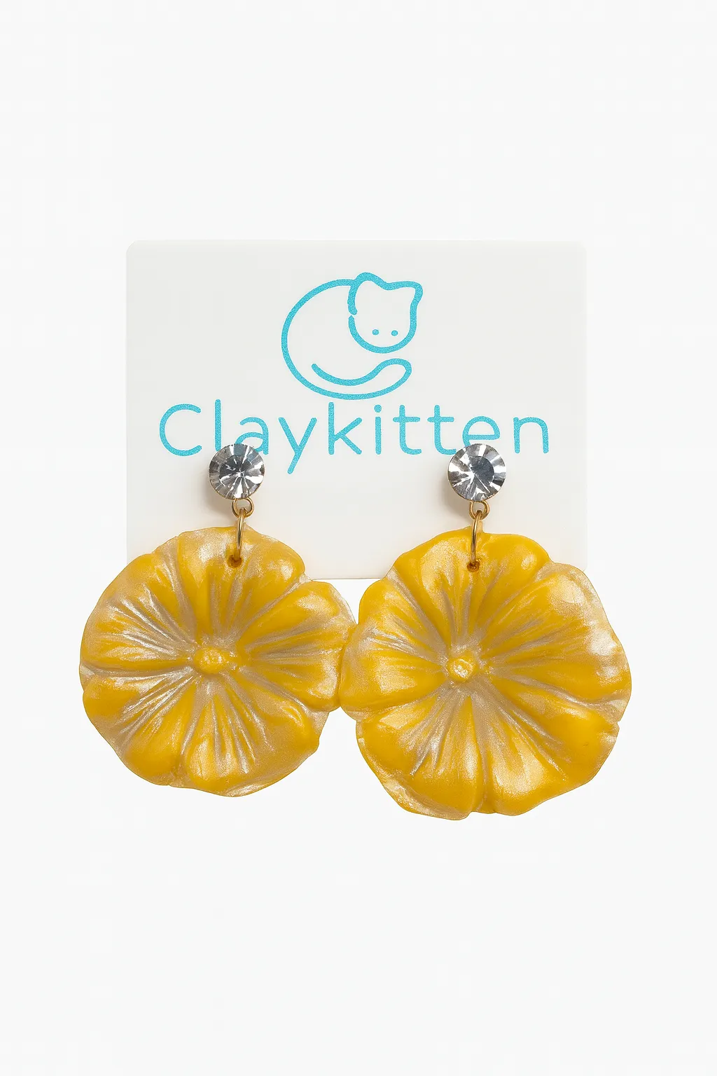 Glow Getter Sarı Çiçek Küpe – El Yapımı Polimer Tasarım Takı