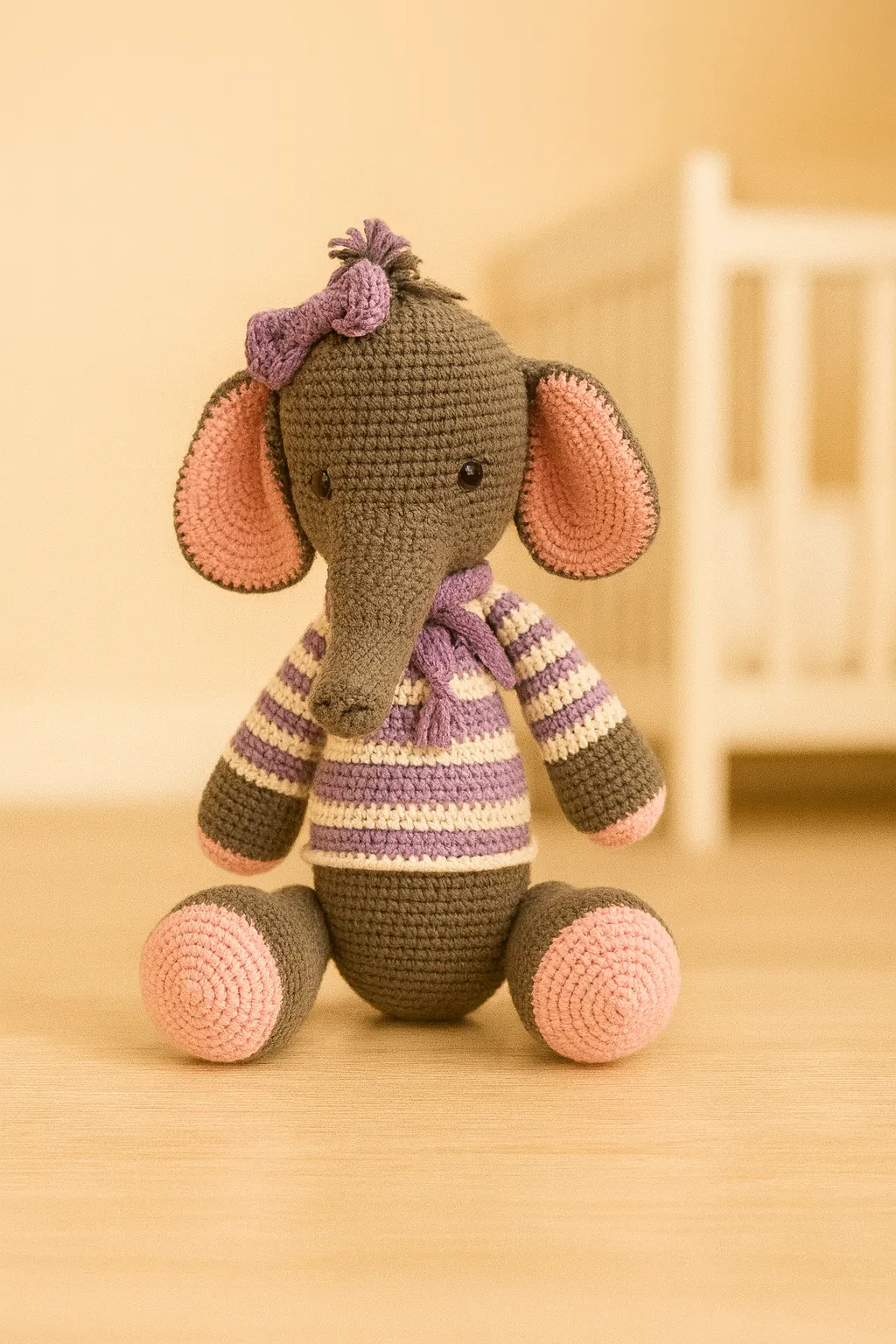 Amigurumi Fil Oyuncak – El Yapımı, Örgü Kazaklı ve Renkli Tasarım