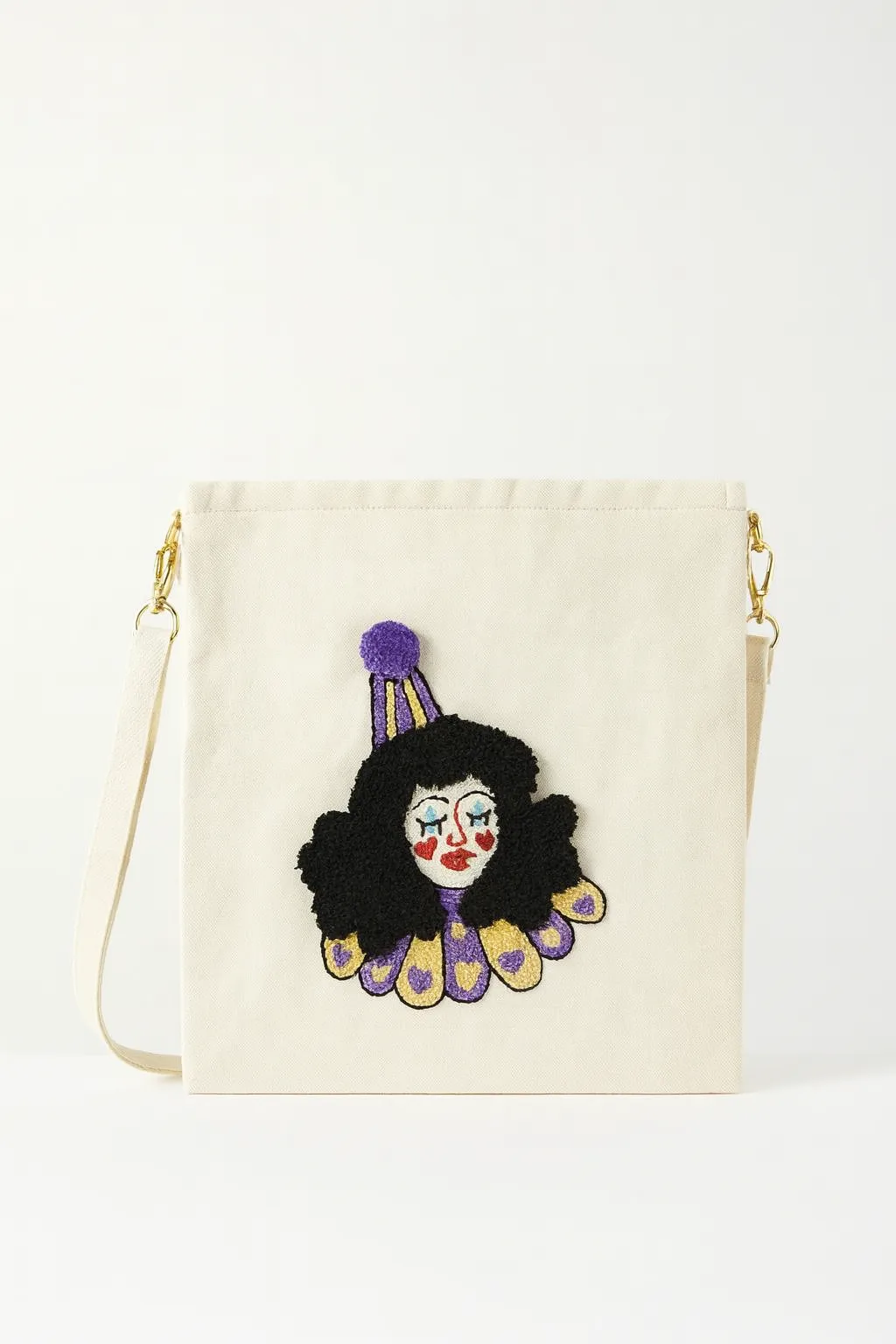 Punch Embroidered Clown Figure Cloth Bag