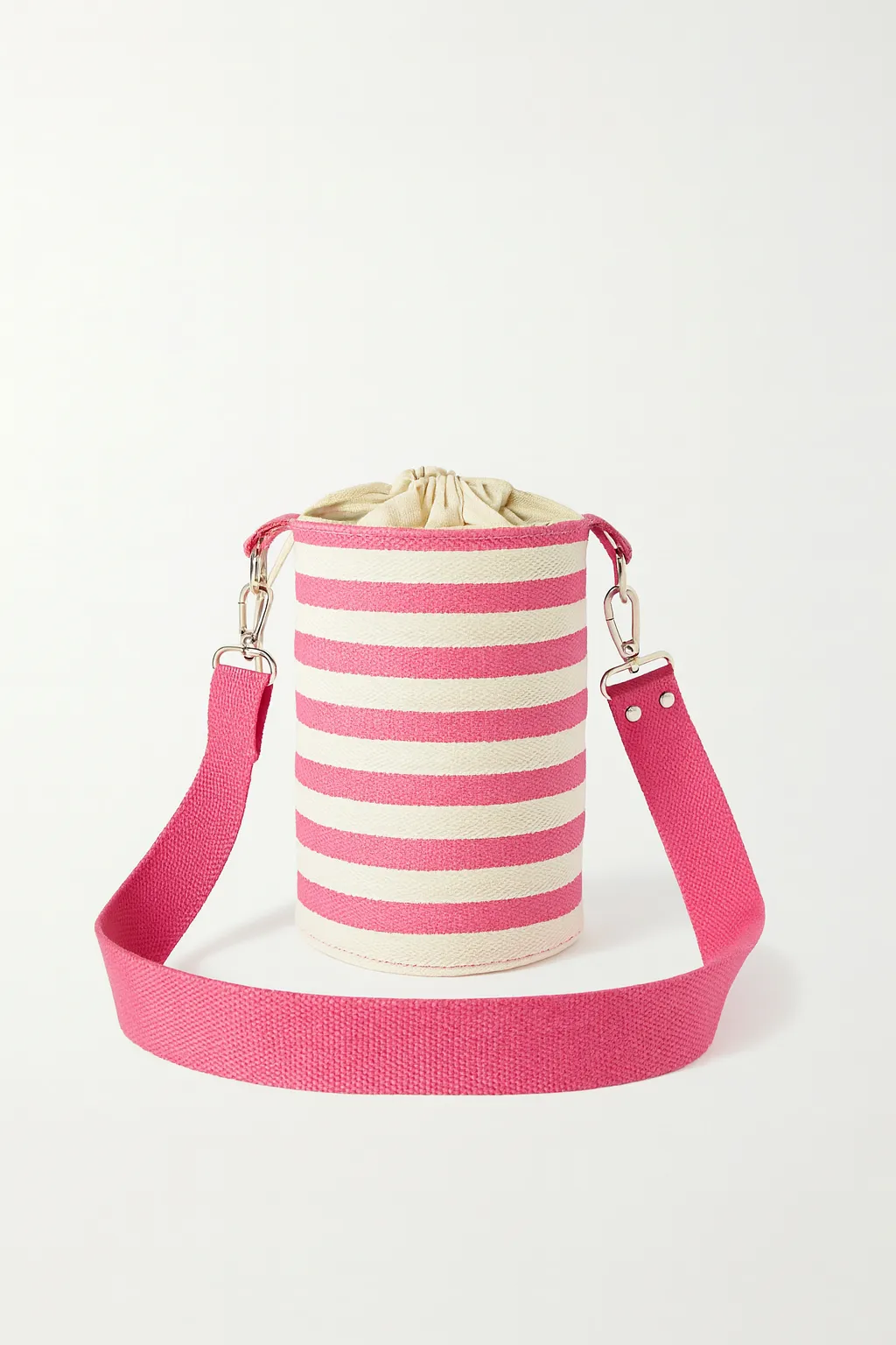 Pink and White Striped Cylinder Shoulder and Crossbody Bag – Summer and Vacation Style