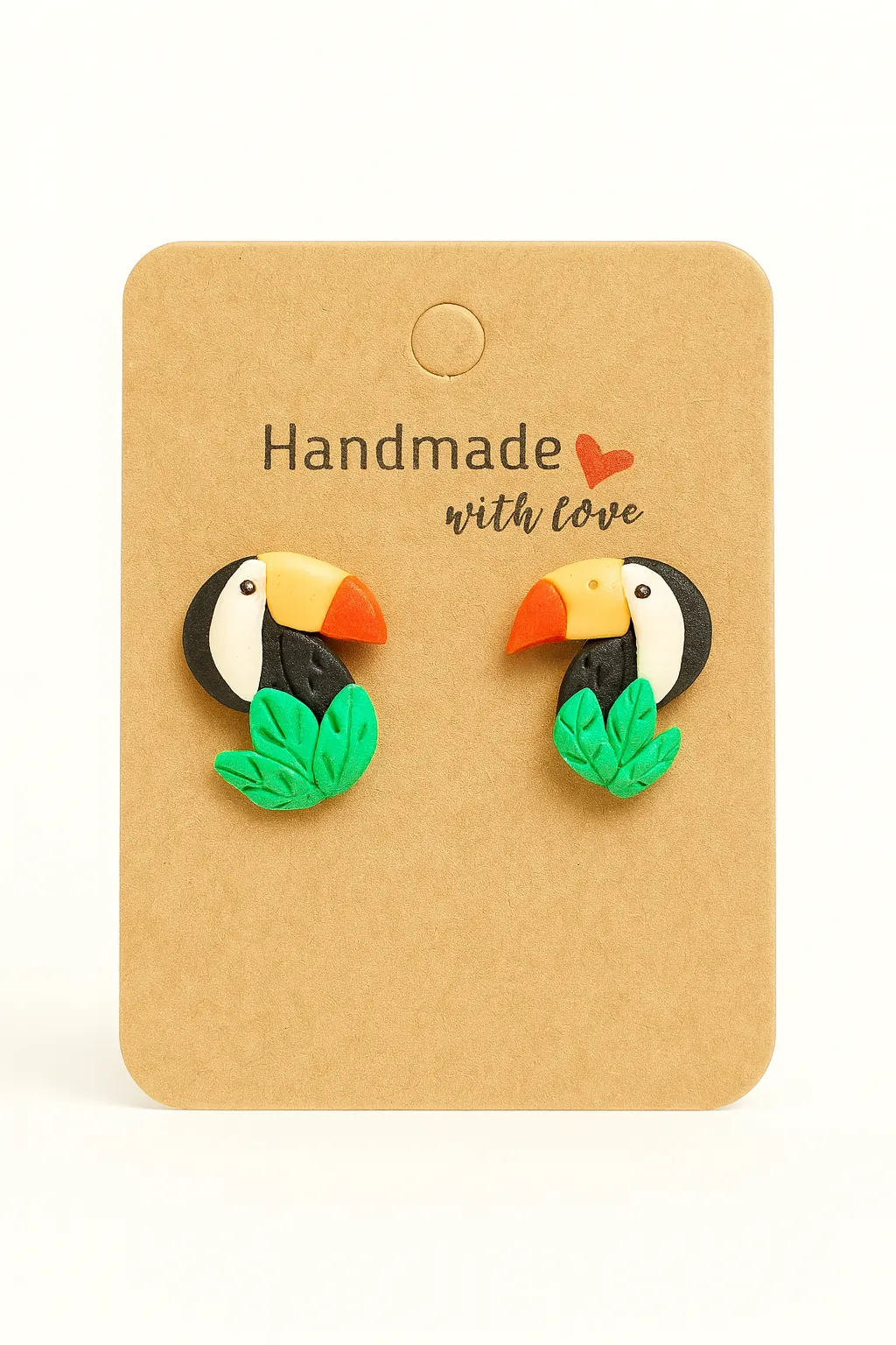 El Yapımı Polimer Kil Tropikal Kuş (Tukan) Küpe – Renkli ve Sevimli Tasarım 2 